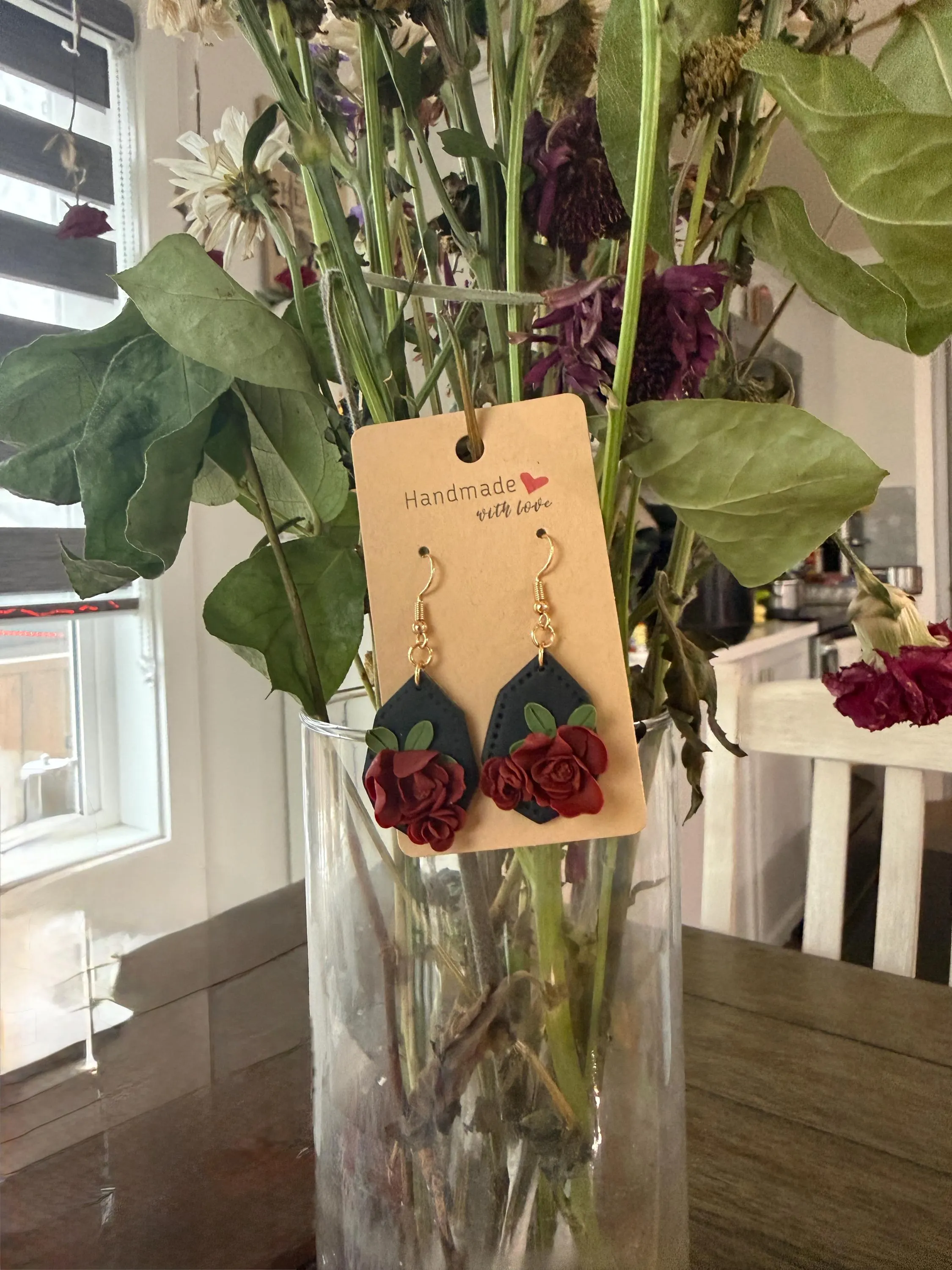 Mother's Day best roses-polymer clay earrings-handcrafted-Best gift ideas - image 2
