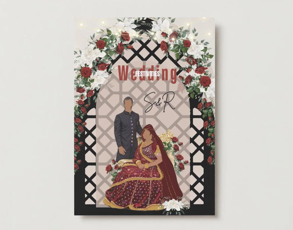 Custom Islamic Wedding Invitation: Pakistani Dulha Dulhan Card (Digital File)