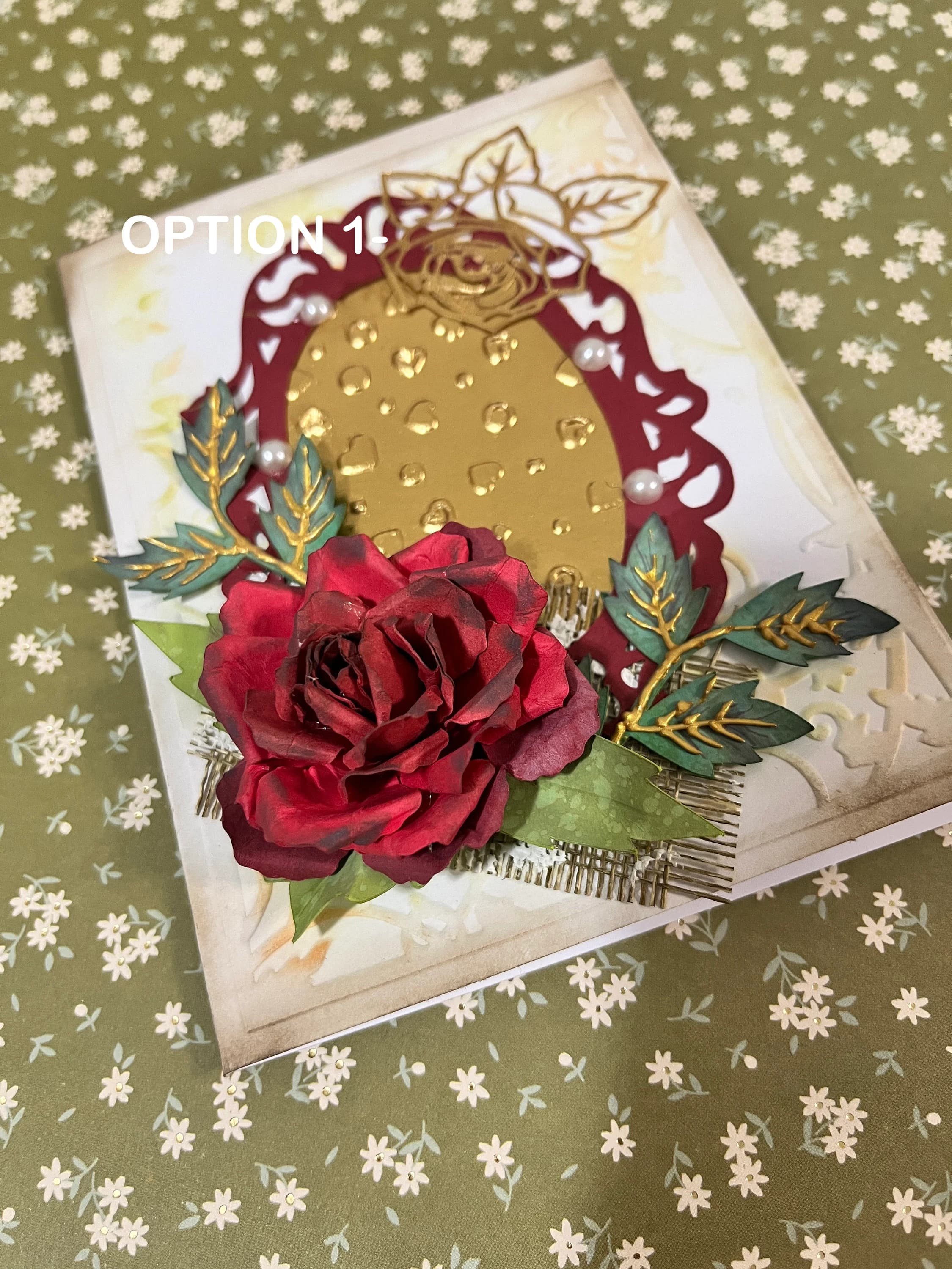 3D Vintage Rose Greeting Card: Handmade Paper Flower, Customizable - image 3