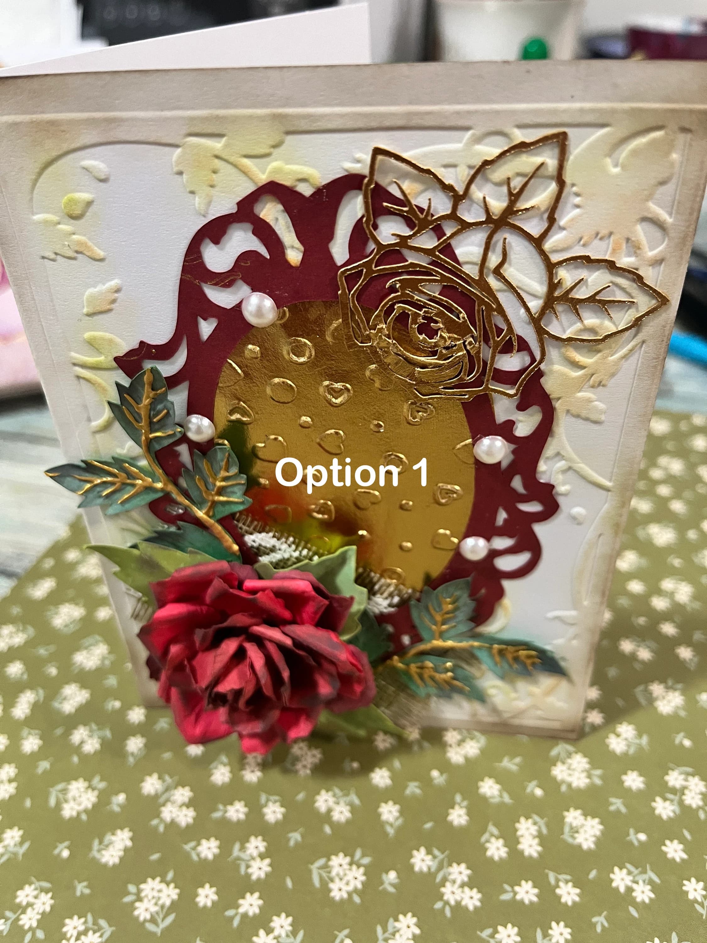 3D Vintage Rose Greeting Card: Handmade Paper Flower, Customizable - image 4