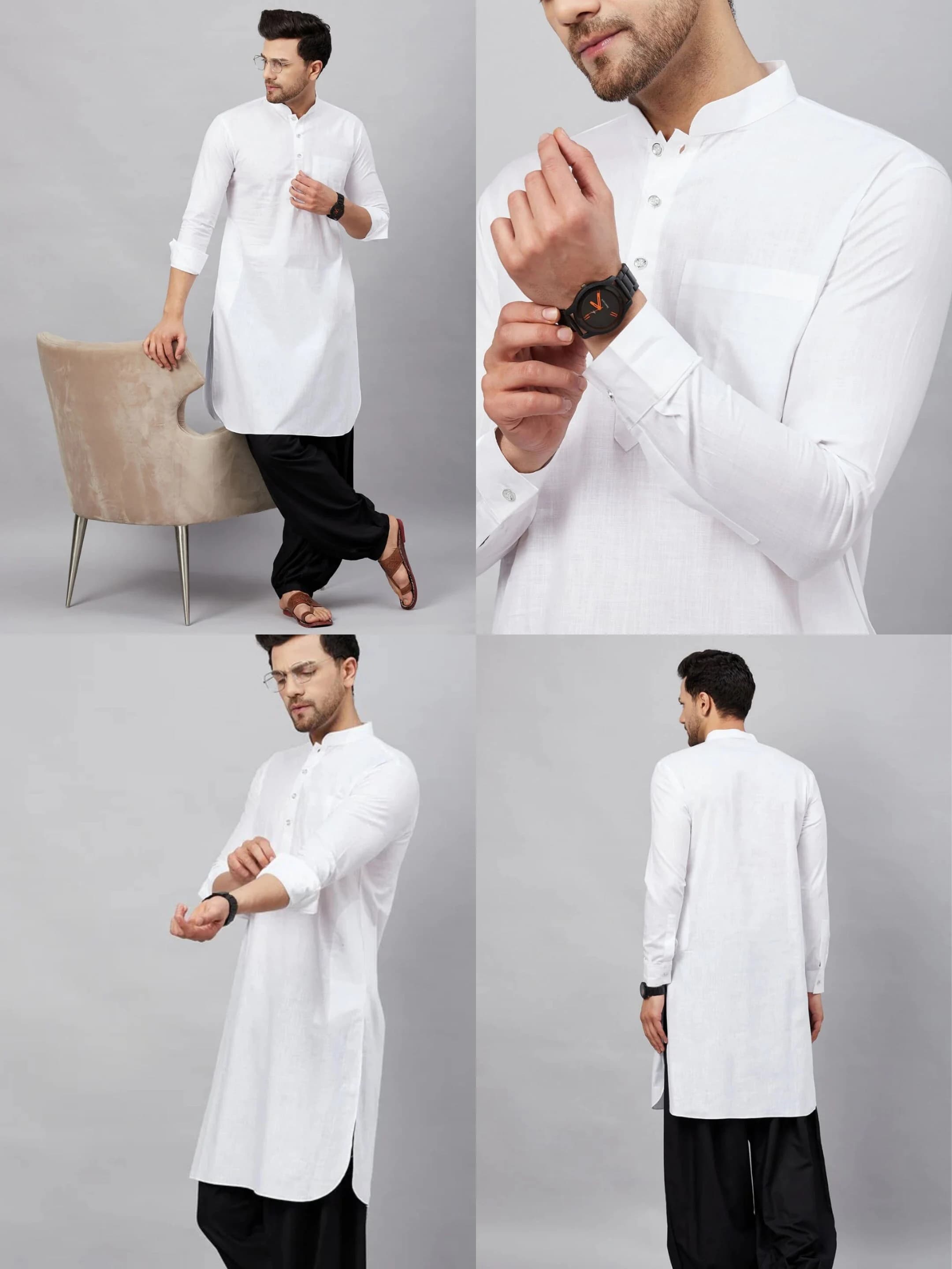 Black Silk Blend Kurta Pajama Set: Traditional Bollywood Style - image 3