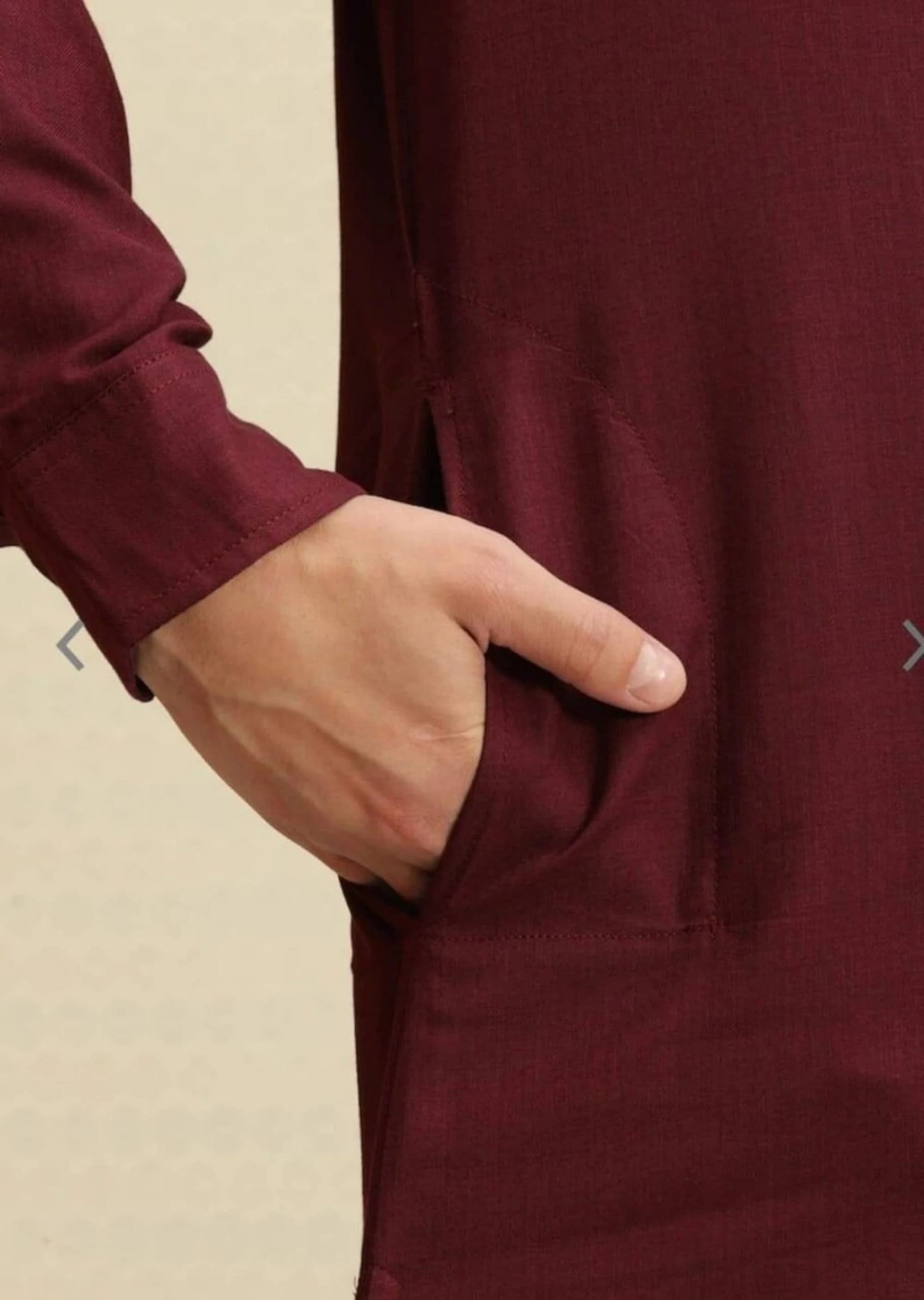 Handmade Maroon Kurta Shalwar Suit: Men's Cotton Party Wear - image 4