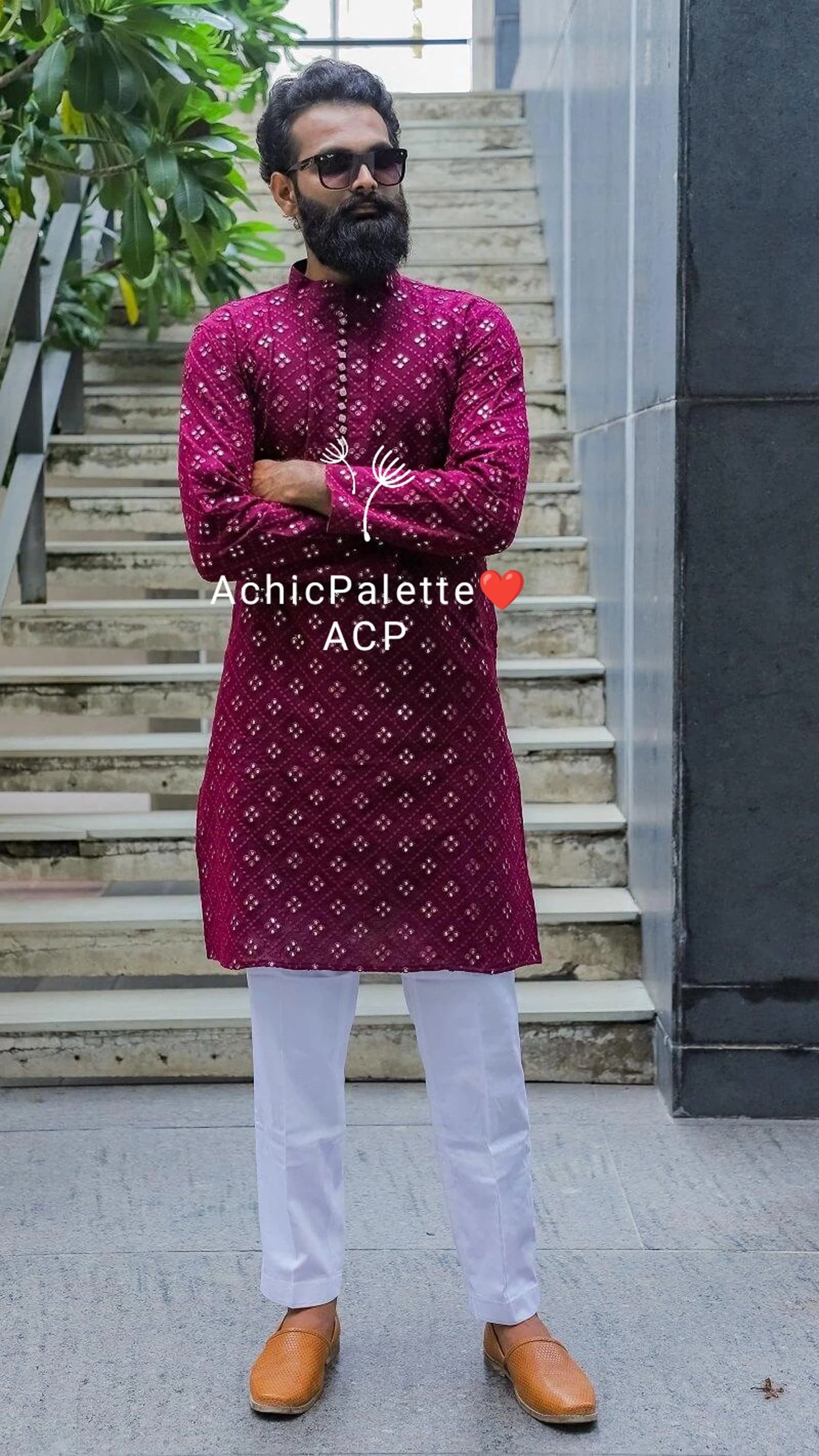 Maroon Cotton Chikankari Kurta: Bollywood Style Party Wear