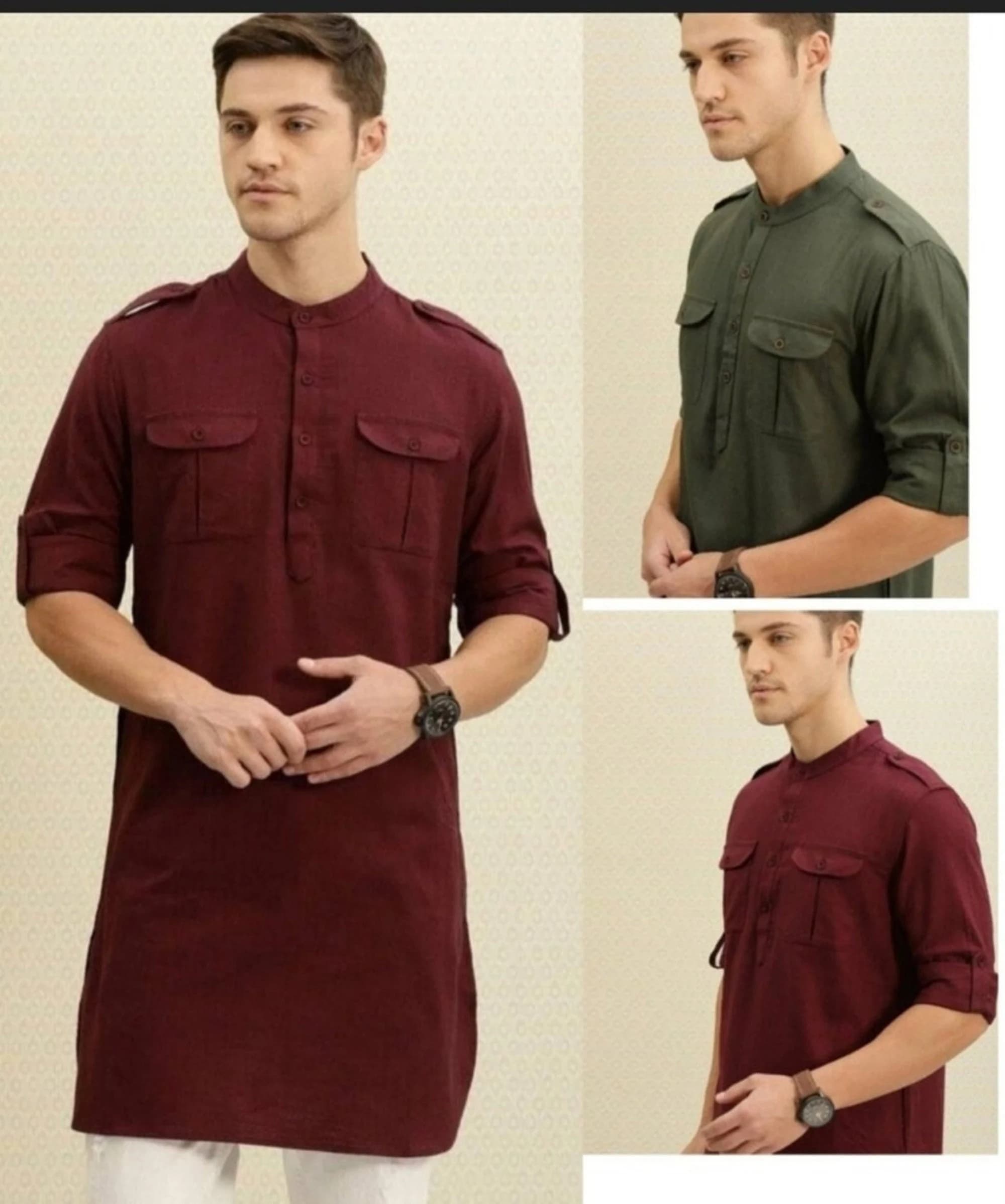 Handmade Maroon Kurta Shalwar Suit: Men's Cotton Party Wear - image 3