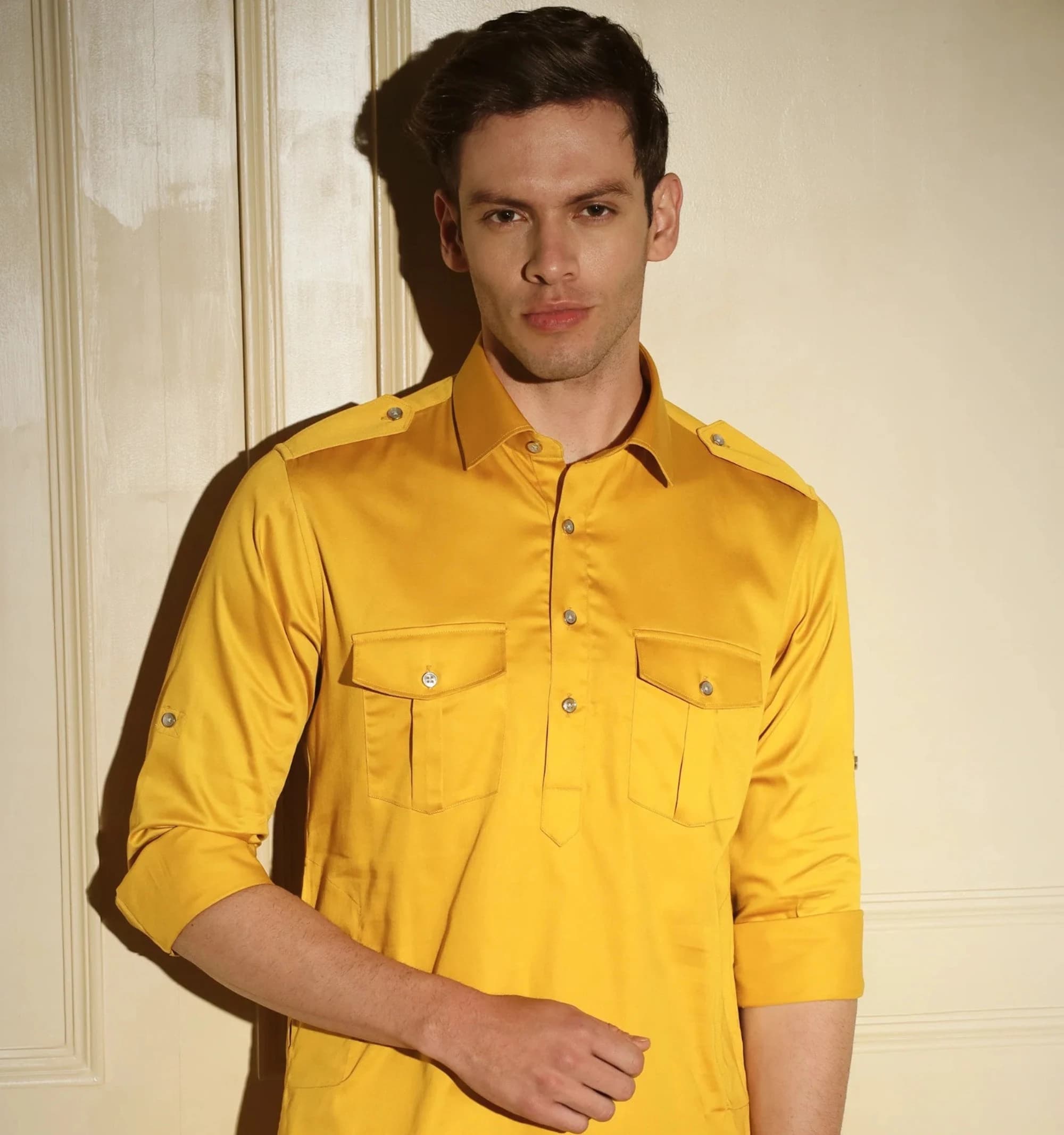 Handmade Cotton Pathani Kurta Shalwar Set: Indian Bollywood Style