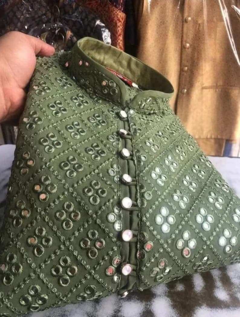 Maroon Cotton Chikankari Kurta: Bollywood Style Party Wear - image 5