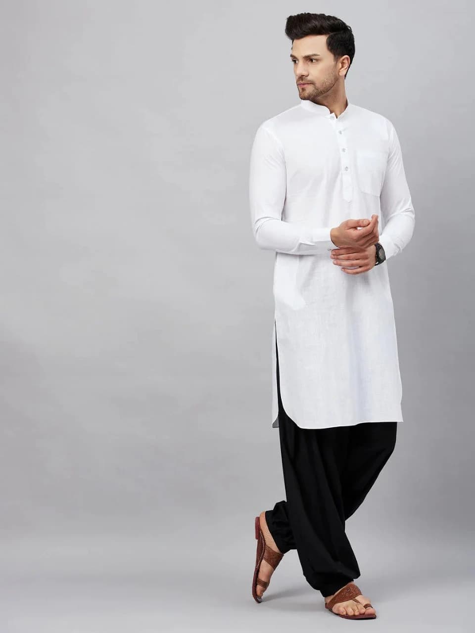 Black Silk Blend Kurta Pajama Set: Traditional Bollywood Style - image 5