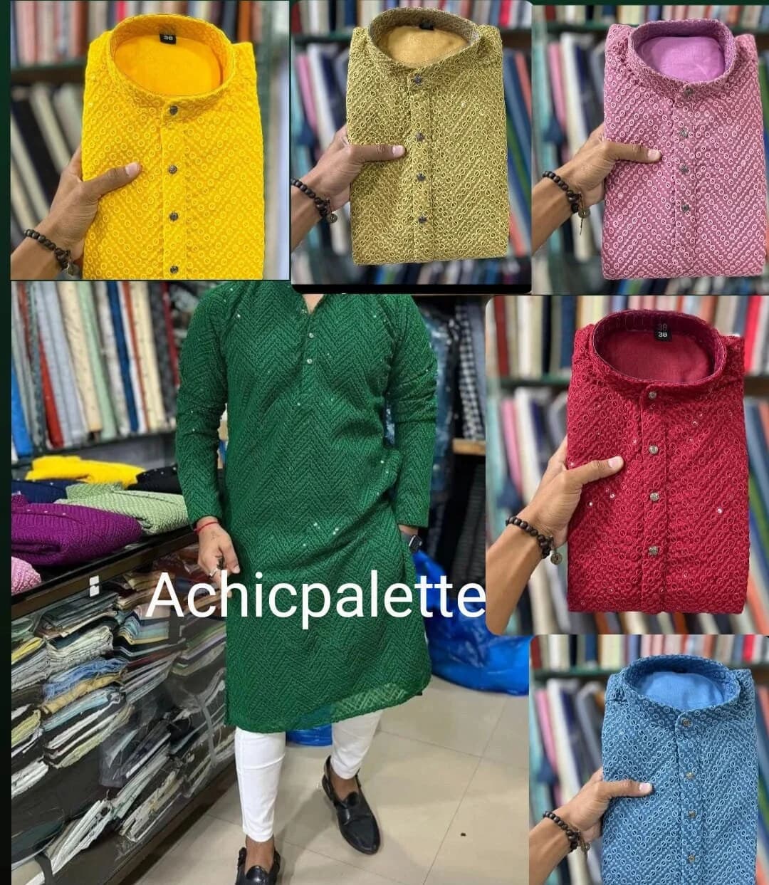 Handmade Chikankari Cotton Kurta, Men's Party Outfit - image 3