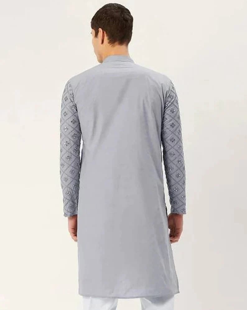 Bollywood Chikankari Kurta: Traditional Soft Cotton Men's Party Wear - image 3