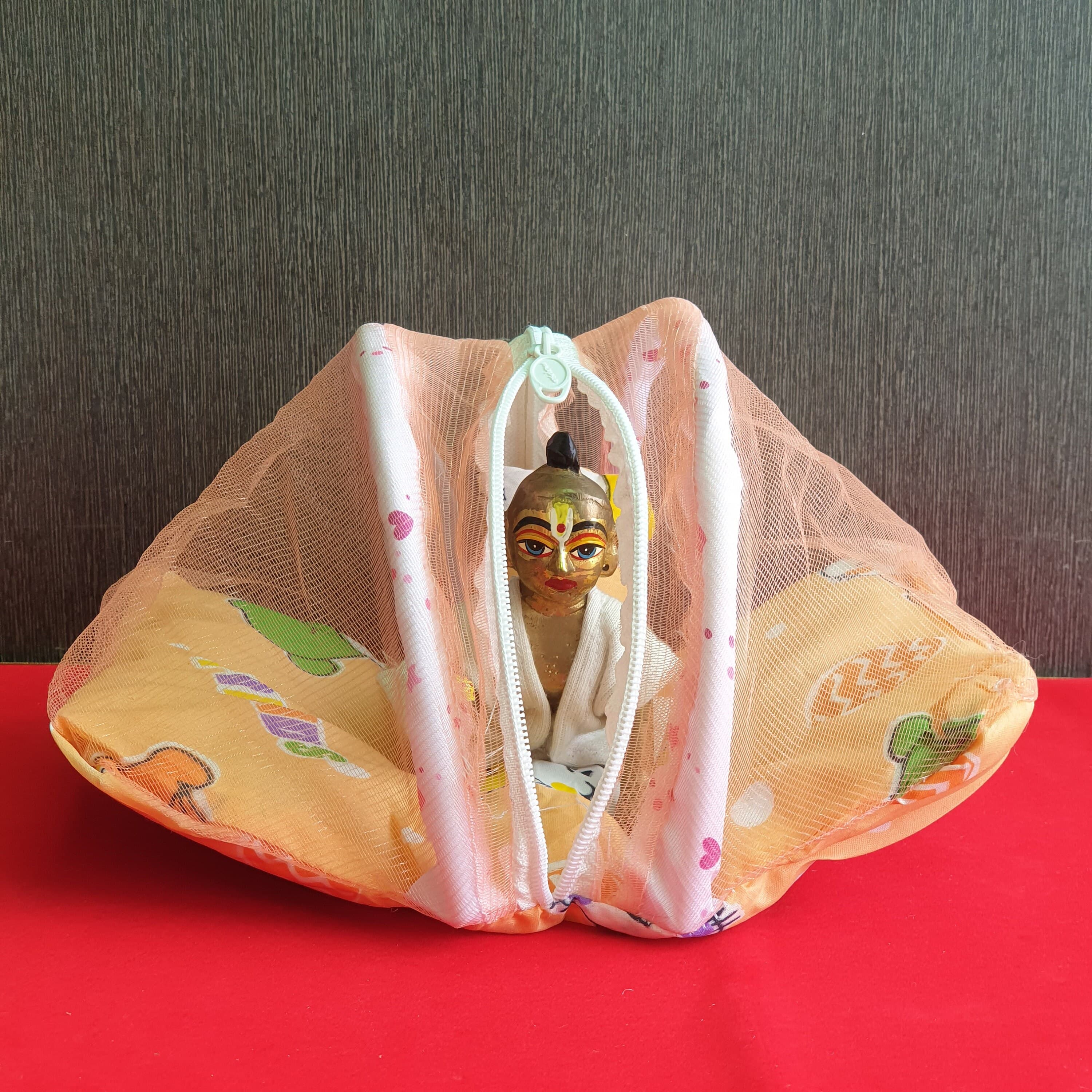 laddu gopal dress, 
poshak, 
shringhar,
mosquito net,
gaddi,
mattress bed,
temple home decor,
radha Krishna,
kanha ji,
thakur ji shringhar