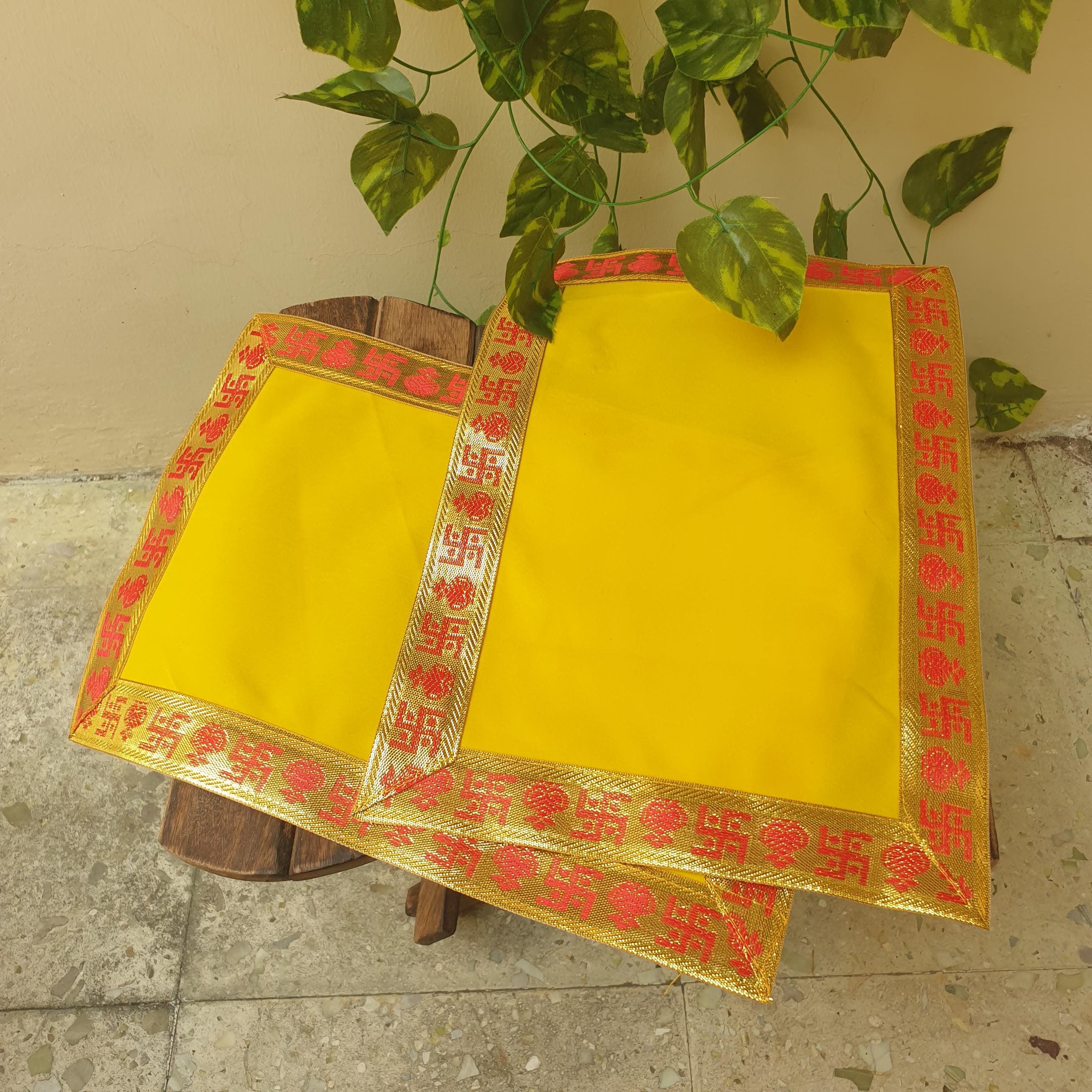 yellow velvet pooja aasan,
 hindu prayer mat velvet,
 velvet pooja mat pack of 2,
 pooja chowki cloth yellow,
 hindu mandir aasan cloth,
 velvet asan for pooja,
 aasan for god idols,
 pooja altar cloth velvet,
 pooja room decorative cloth,