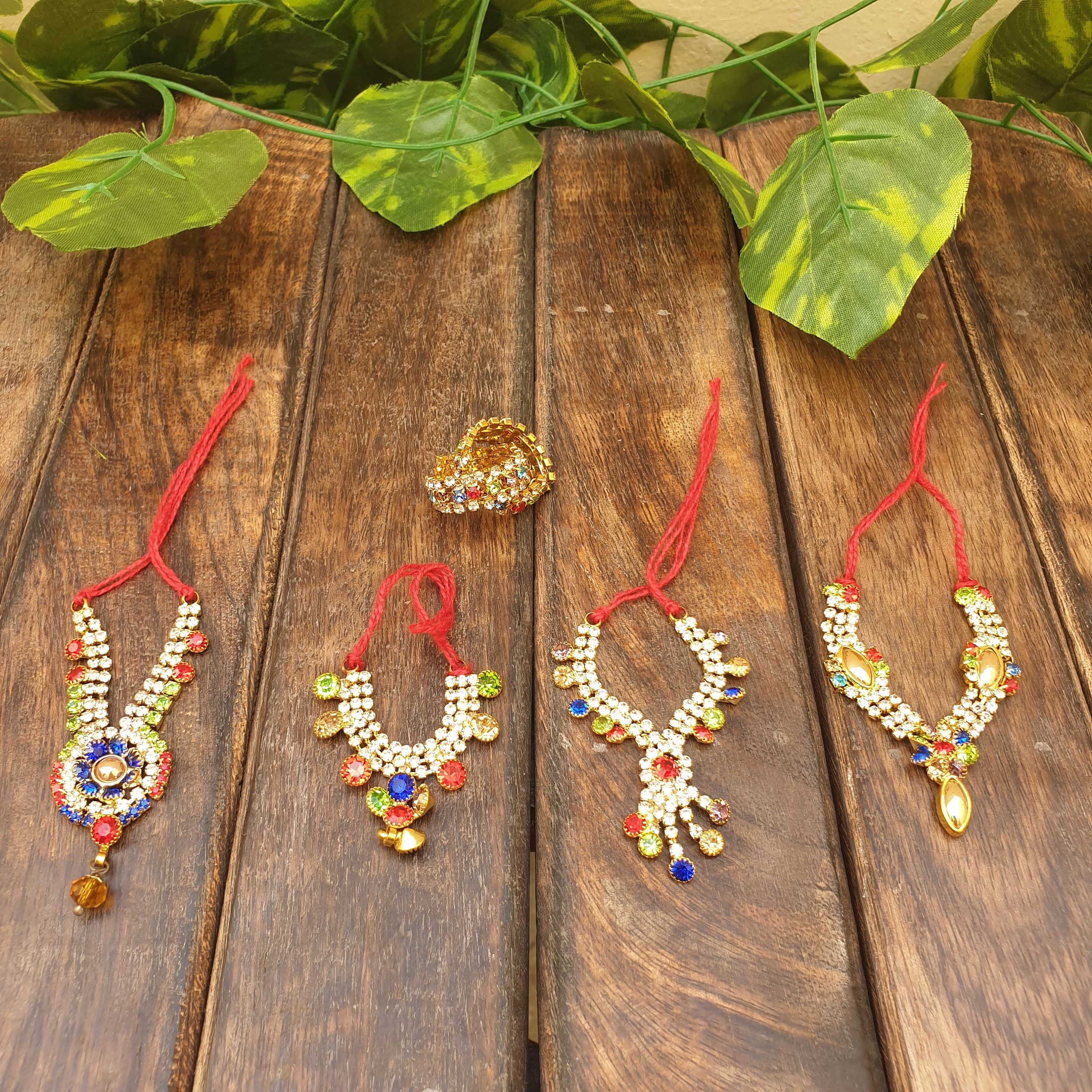 krishna and radha, indian jewellery ,laddu gopal poshak, krishna outfit, laddu gopal shringar , god clothes,bal gopal dress, krishna jewelry,krishna statue, god mala,idol mala, krishna ornaments, spiritual Jewellery, temple accessories