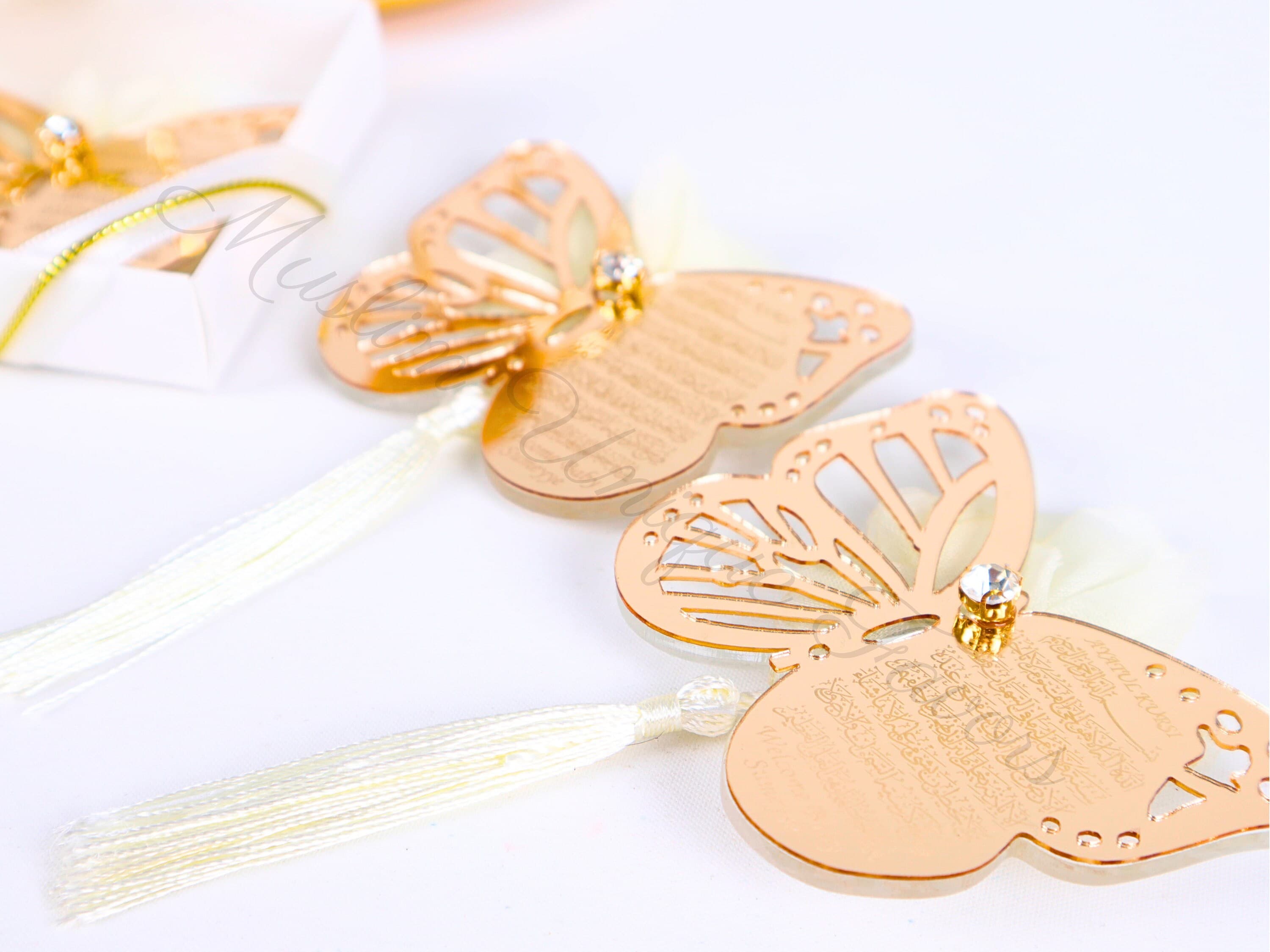 Personalized Ayatul Kursi Butterfly Magnet: Gold Acrylic Wedding Favor - image 5