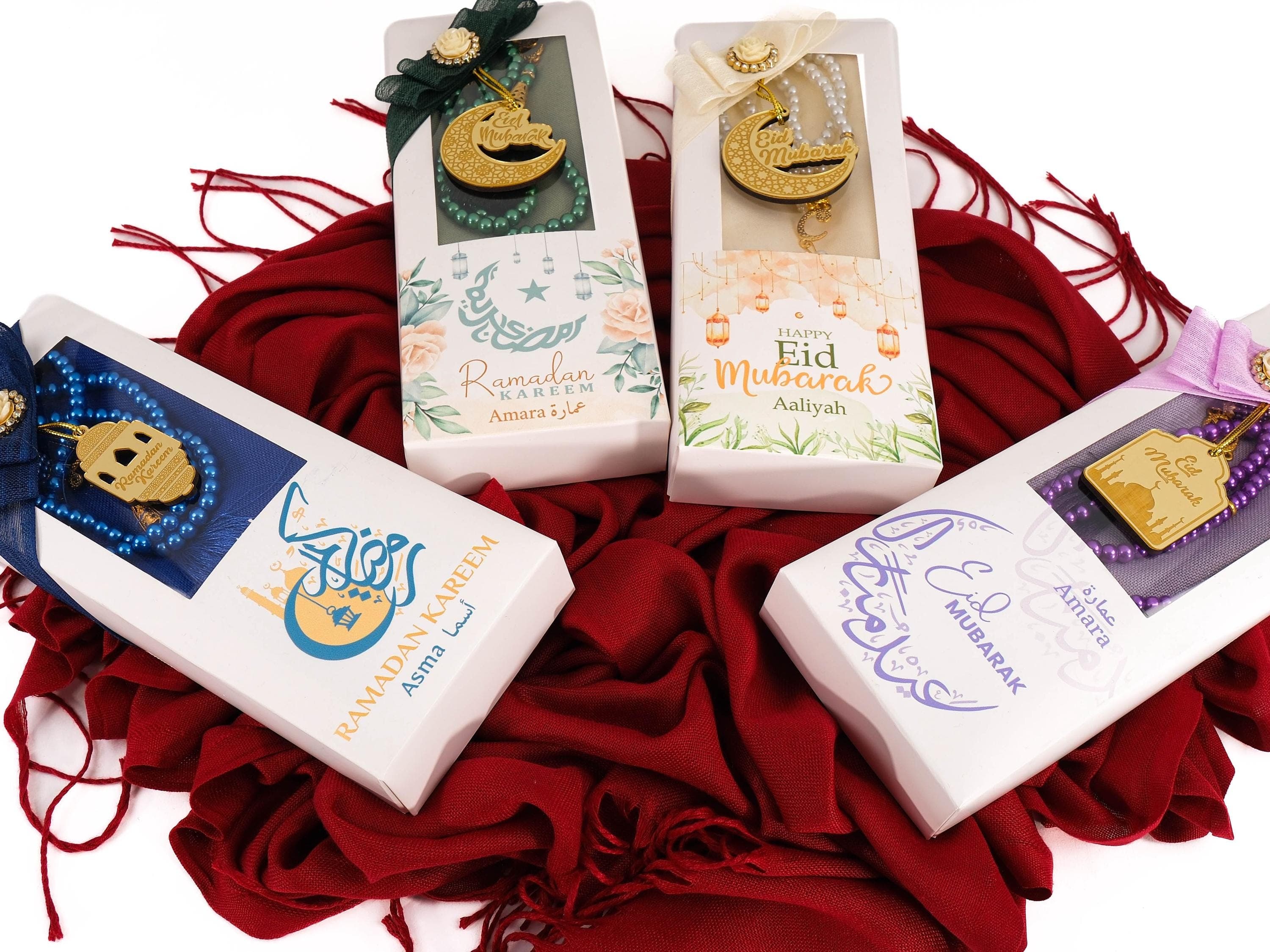 Personalized Viscose Pashmina Shawl Scarf & Tasbih Gift Set