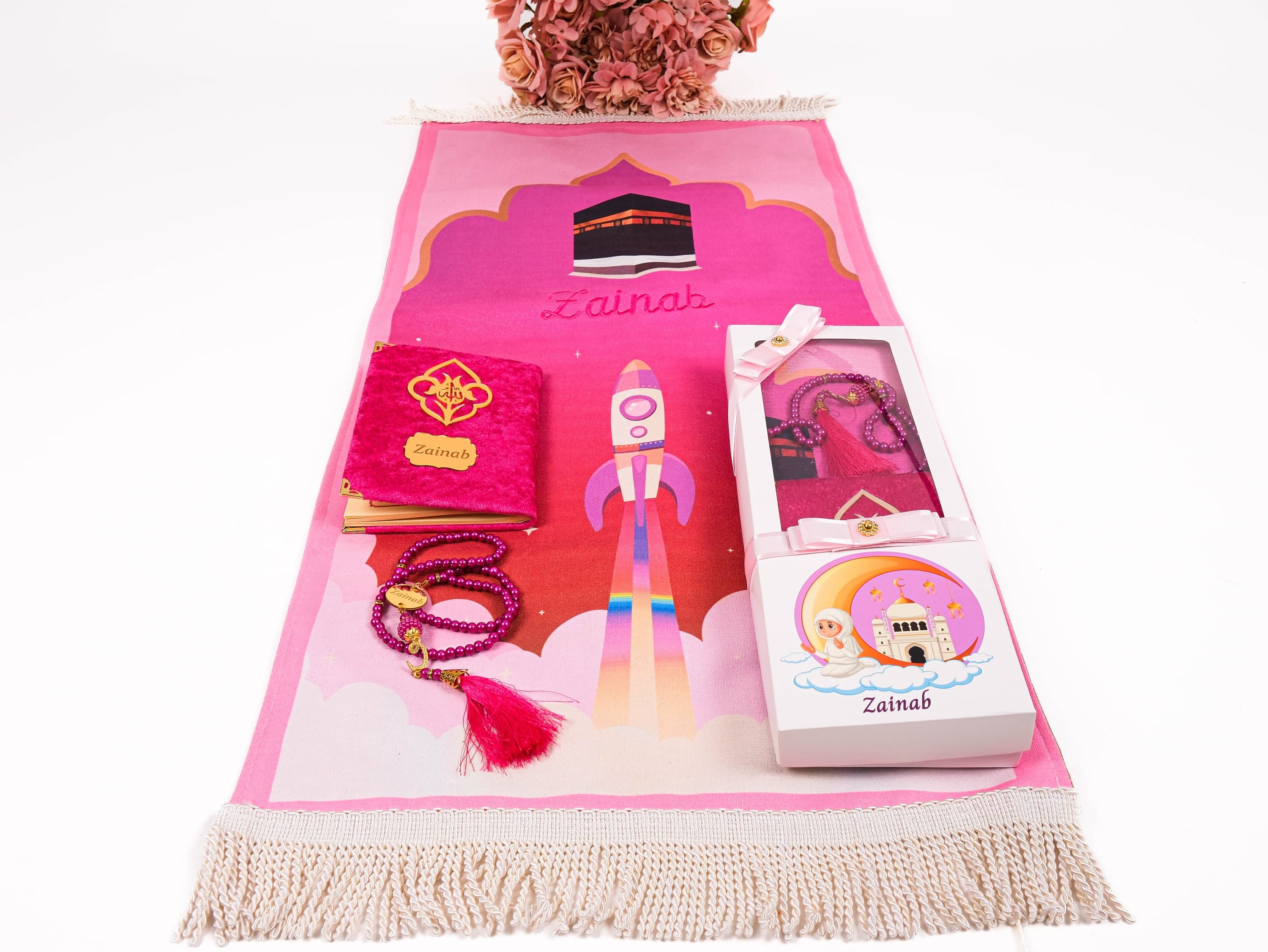 Personalized Kids Prayer Mat Gift Set: Quran & Tasbih, Ramadan Eid Gift