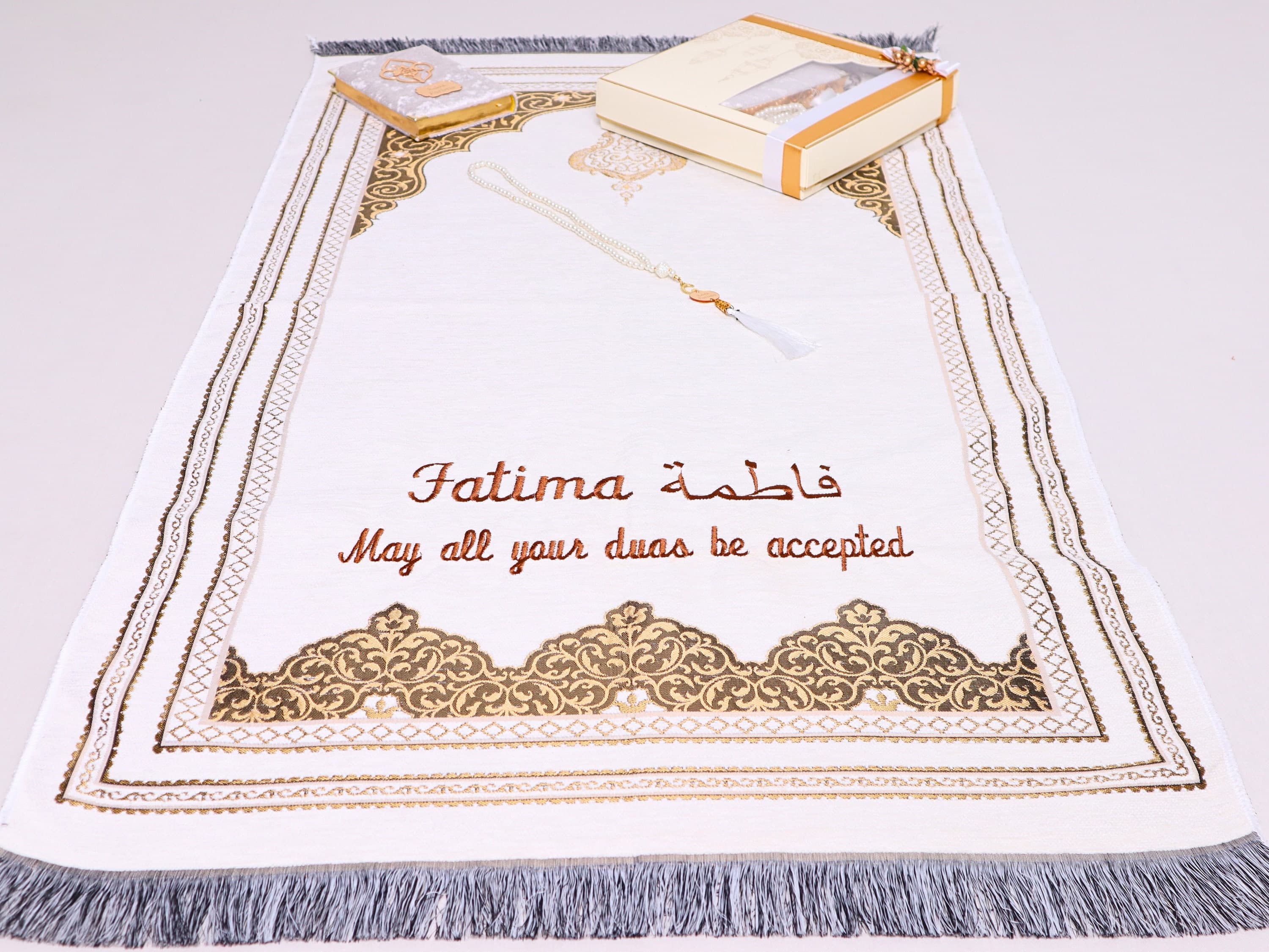 Personalized Prayer Mat Gift Set, Quran, Tasbeeh, Ramadan Favors, Eid Gifts, Muslim Gifts