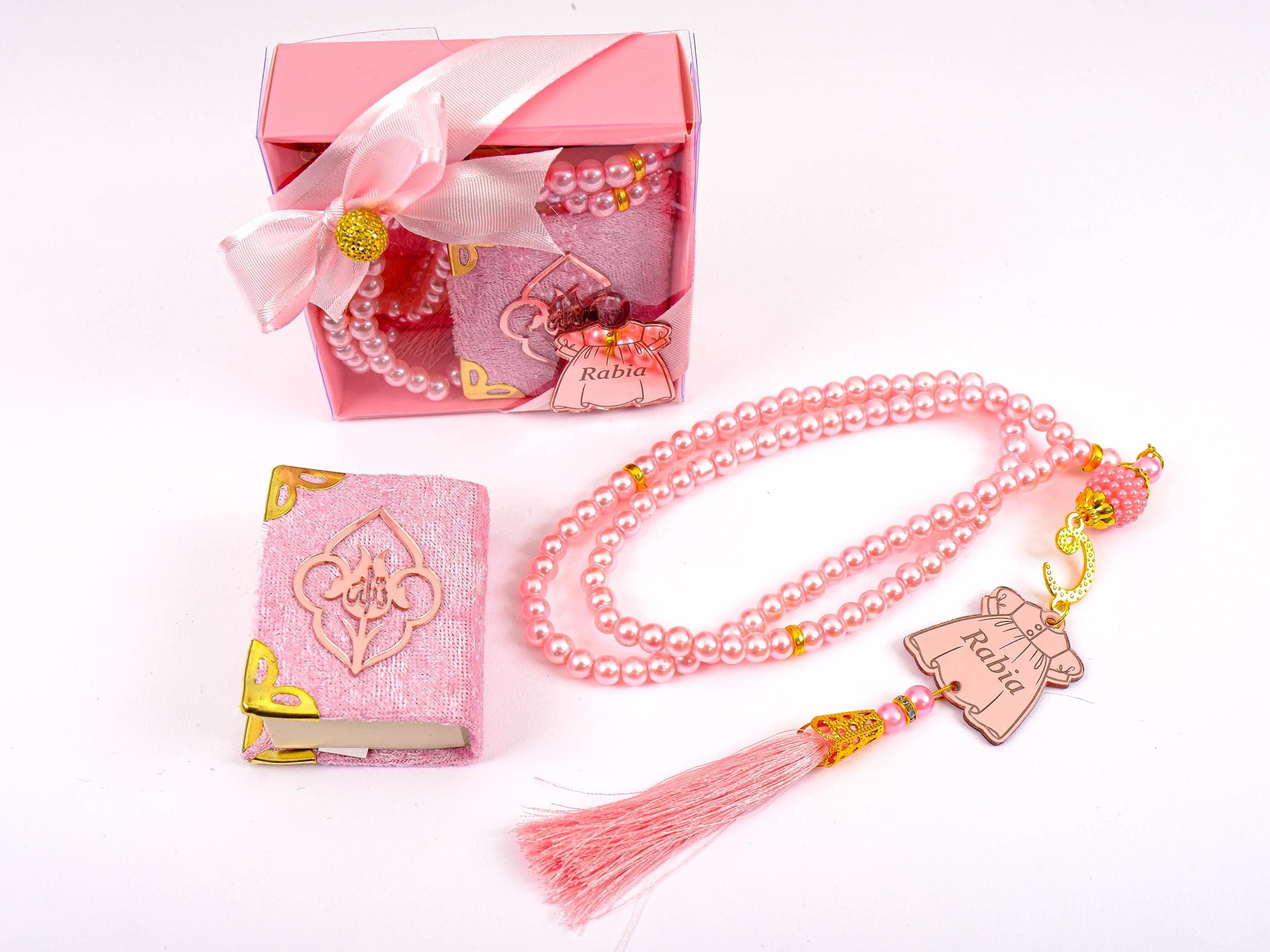 Personalized Mini Quran Tasbeeh Favors: Muslim Baby Shower Gifts