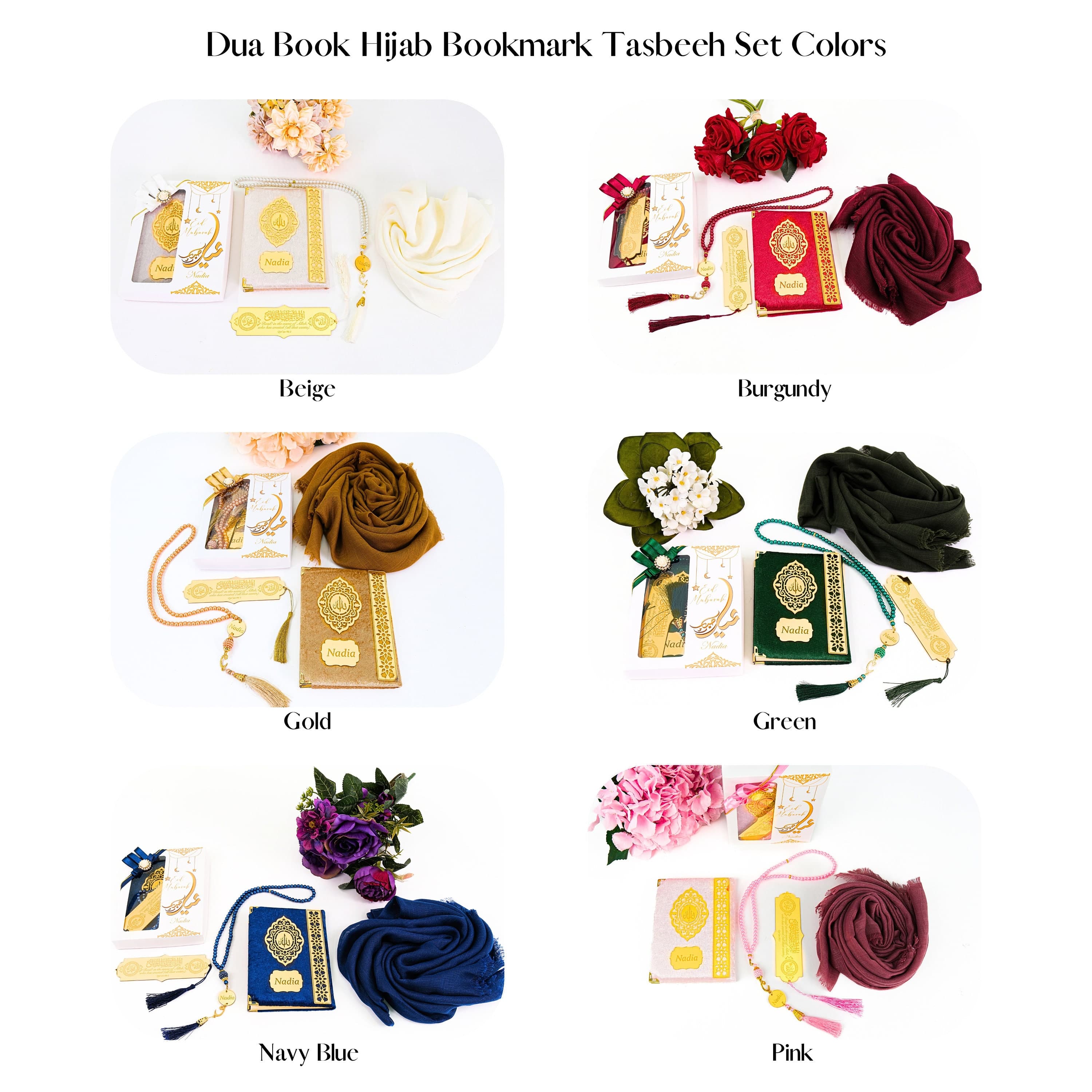 Personalized Islamic Gift Set: Velvet Yaseen Book, Tasbih, Hijab - image 3