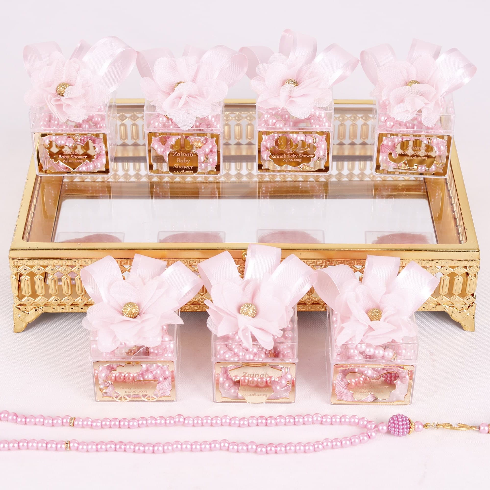 Personalized Pearl Prayer Beads: Baby Shower Favors, Muslim Gifts