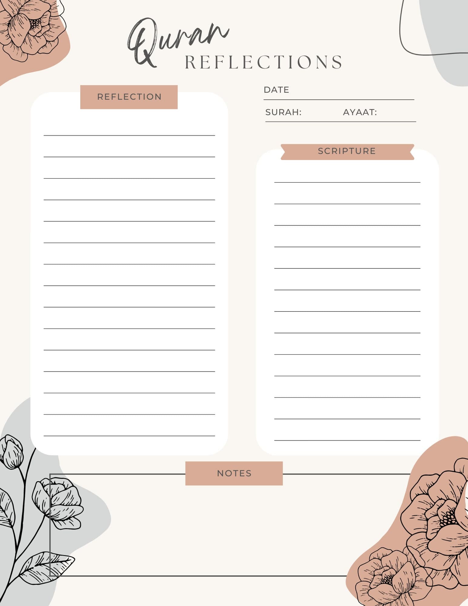 Quran Reflection Journal Page | Islamic Planner + Journal | PDF | Weekly Schedule | Instant Download | Digital Download - image 3