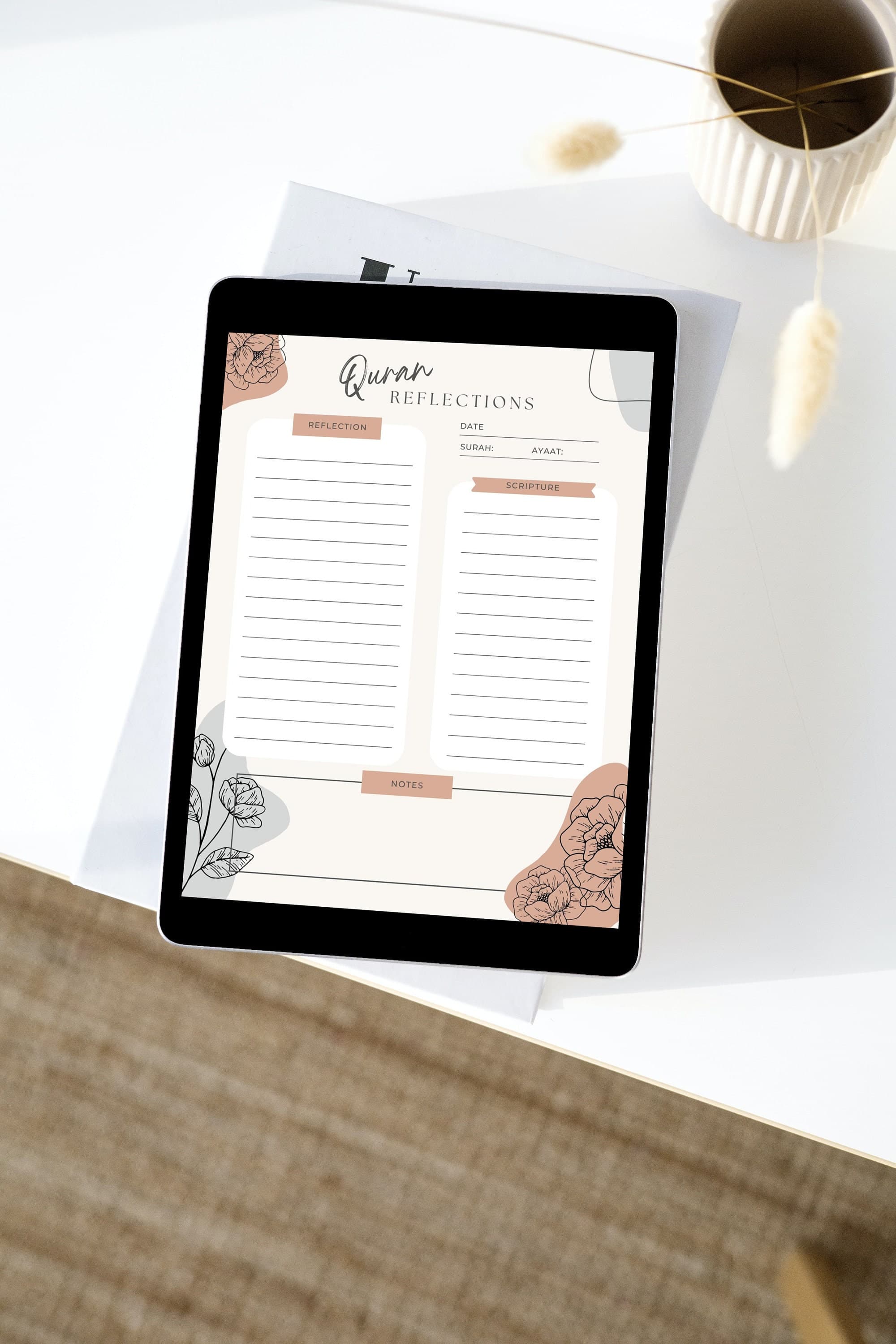 Quran Reflection Journal Page | Islamic Planner + Journal | PDF | Weekly Schedule | Instant Download | Digital Download