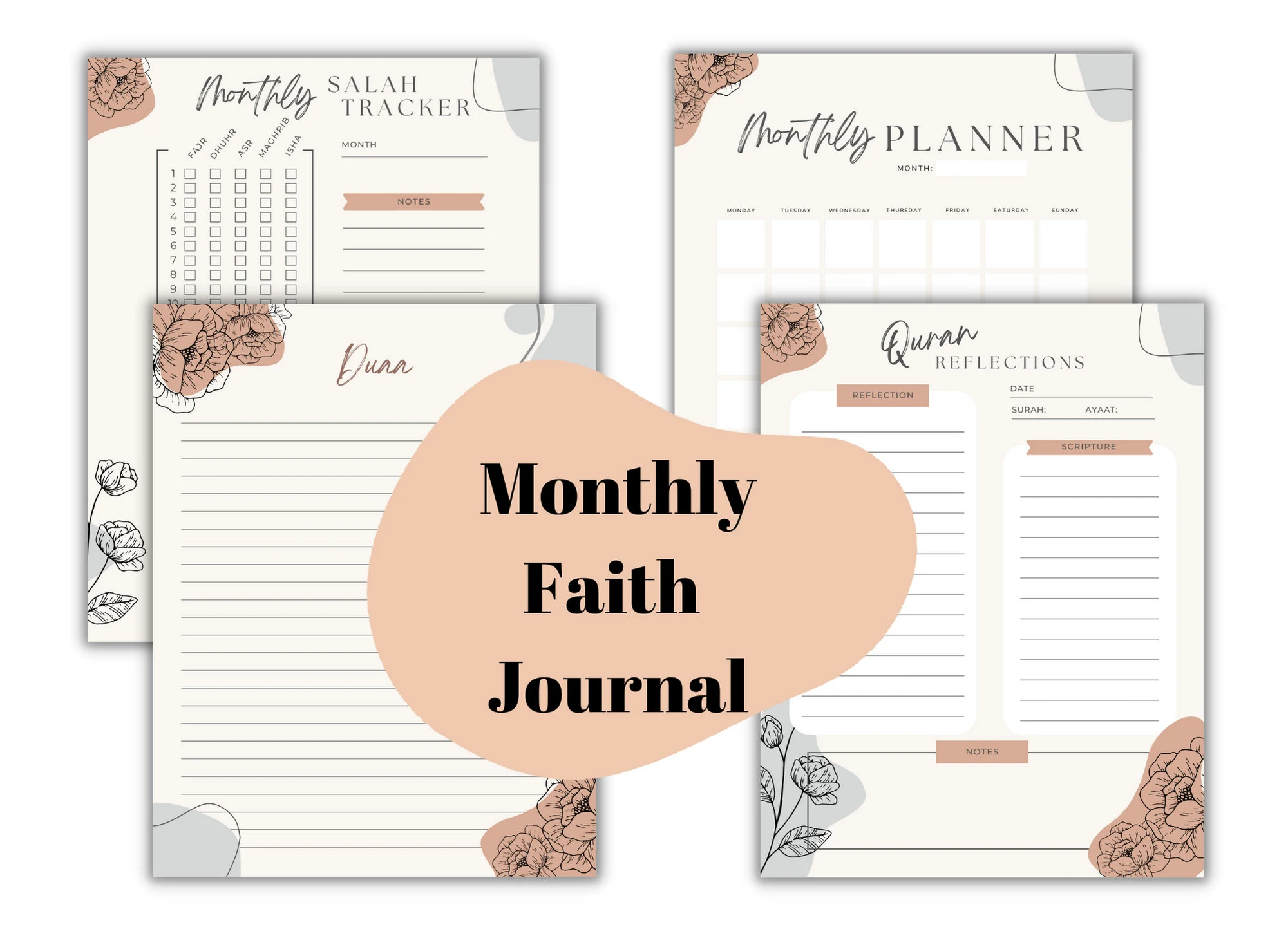 Muslim Journal Bundle | Islamic Planner + Journal | Monthly Schedule | Weekly Schedule | Instant Download | Digital Download