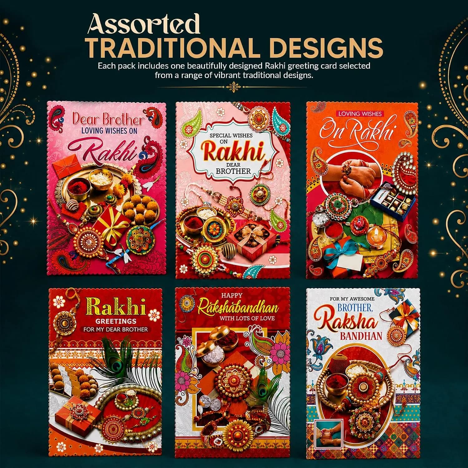 Rakhi Card for Brother: Happy Raksha Bandhan Greeting (Assorted Design) - image 3
