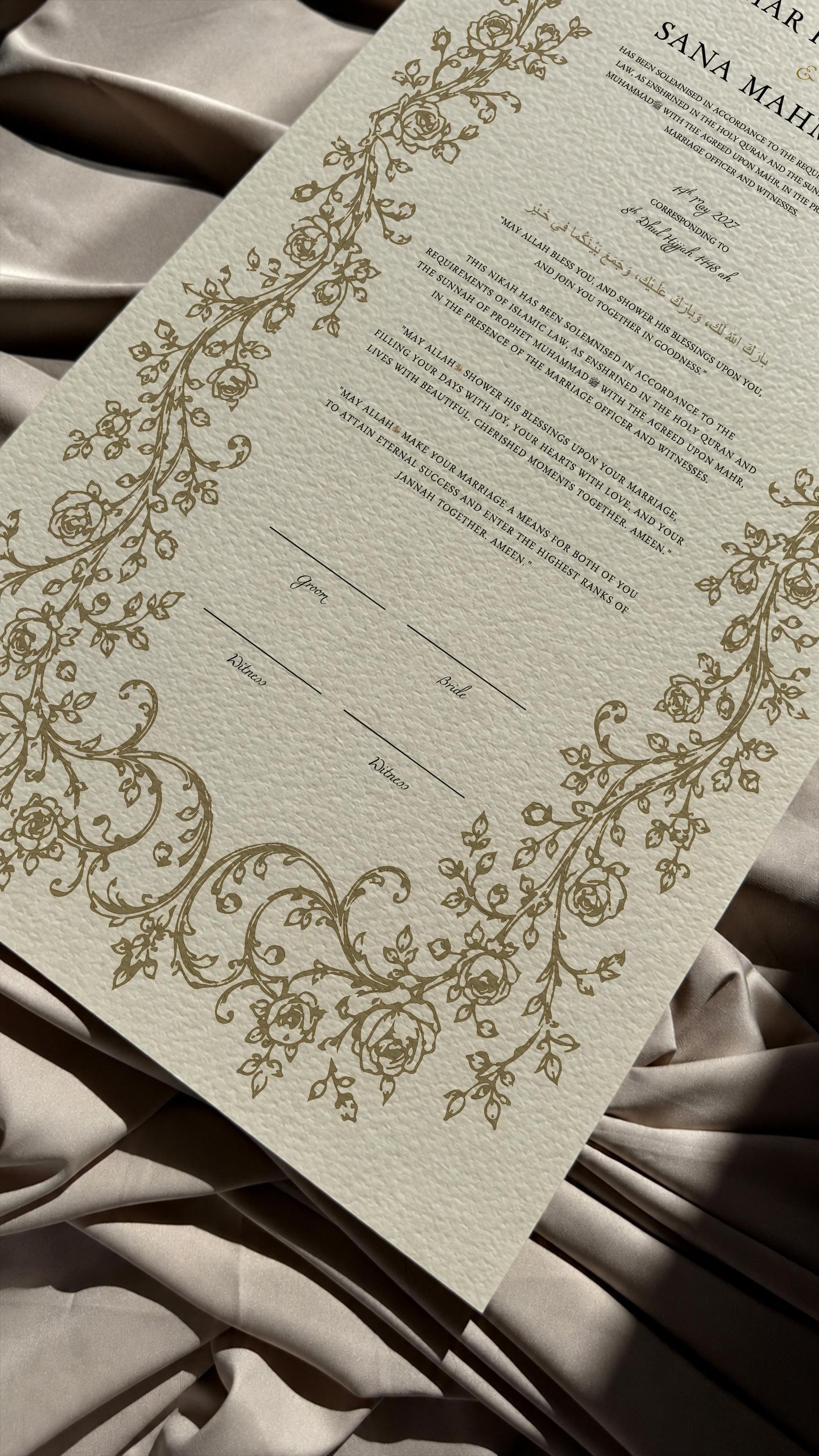 Custom Nikah Certificate, Personalised Islamic Marriage Certificate, Framed Muslim Wedding Certificate, Nikah Signing Set, Wedding Gift - image 4