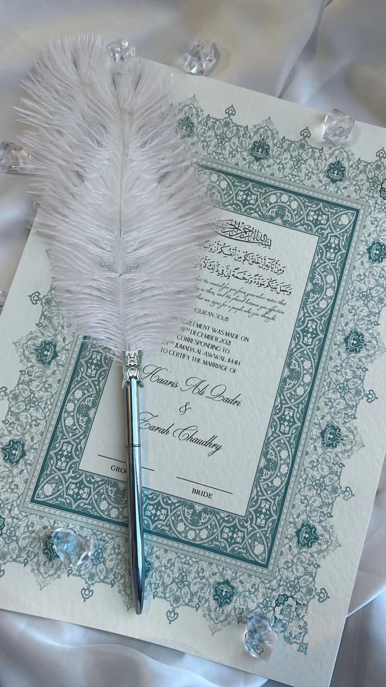 Nikah Marriage Certificate, Muslim Wedding Contract, Personalised Wedding Keepsake, Islamic Gift for Newlyweds