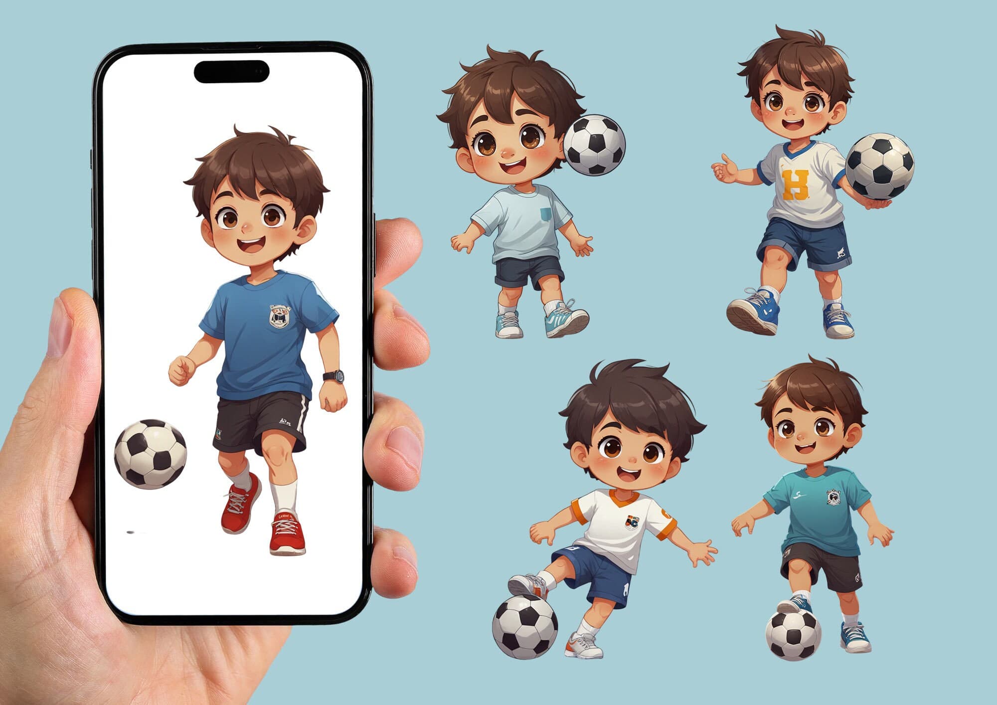 Soccer Boy PNG | Digital Files | Football | Soccer Player | Sports | Boy Playing Soccer | Happy Kids | Soccer Boy | Sport Birthday Theme Art - image 5