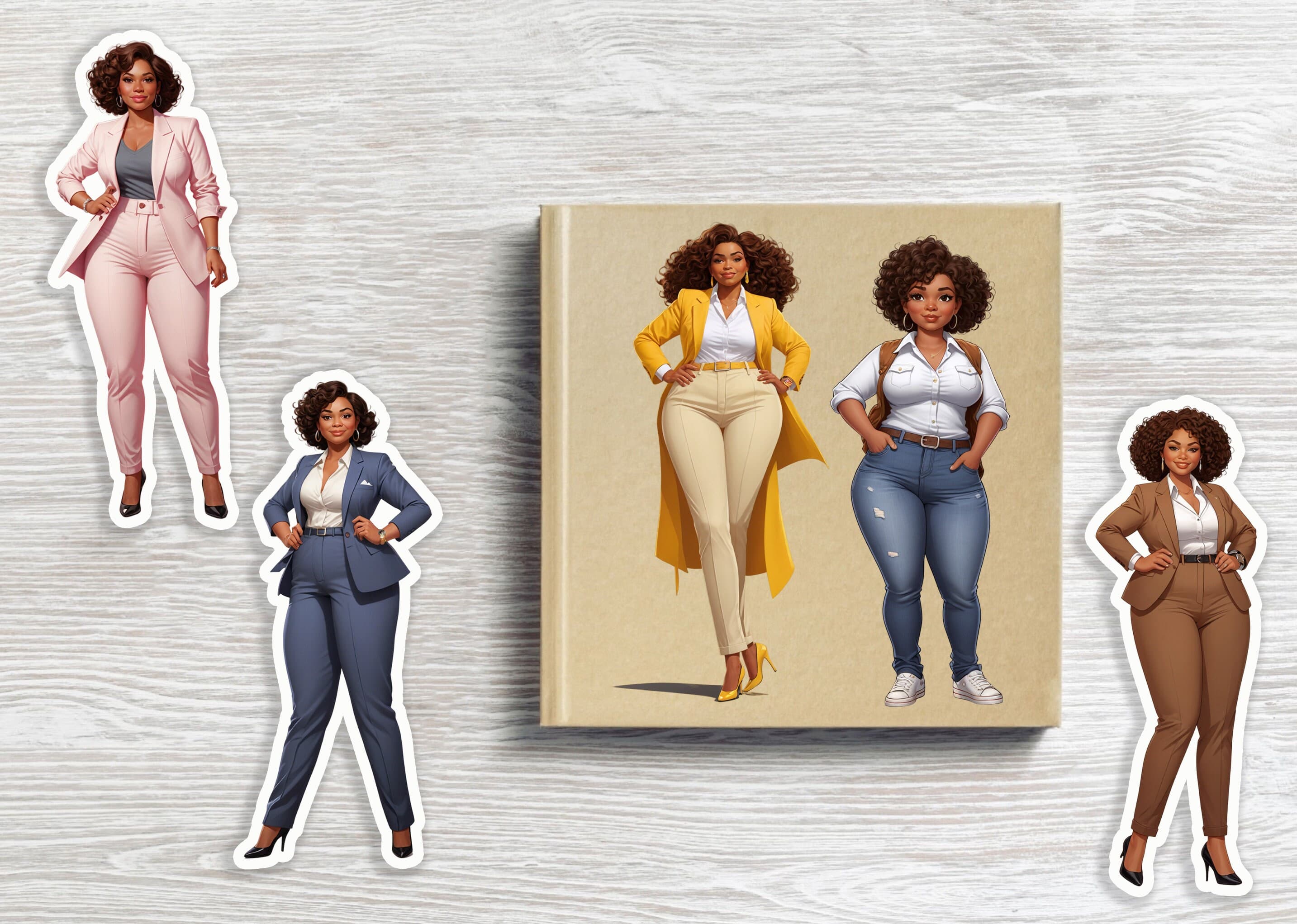 Black Woman | Beautiful African American Lady | Chubby Boss | Pretty Lady | Businesswoman | Fashion Girl | Black Girl | Digital Stickers PNG - image 3
