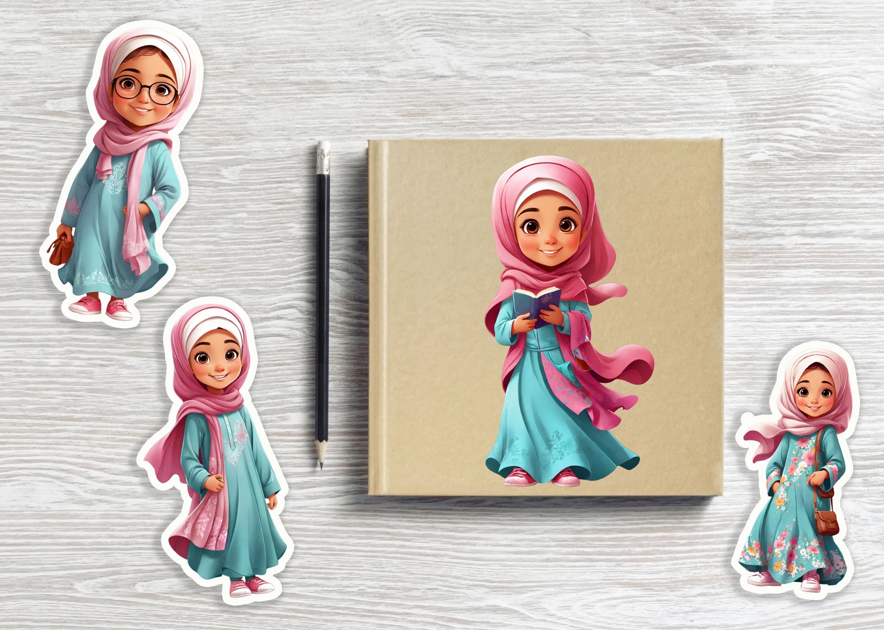20 Cute Hijab Fitness Stickers PNG | Muslimah Workout Digital Stickers for iPad, GoodNotes, Planner & Journal | Pilates Wellness Bundle - image 2