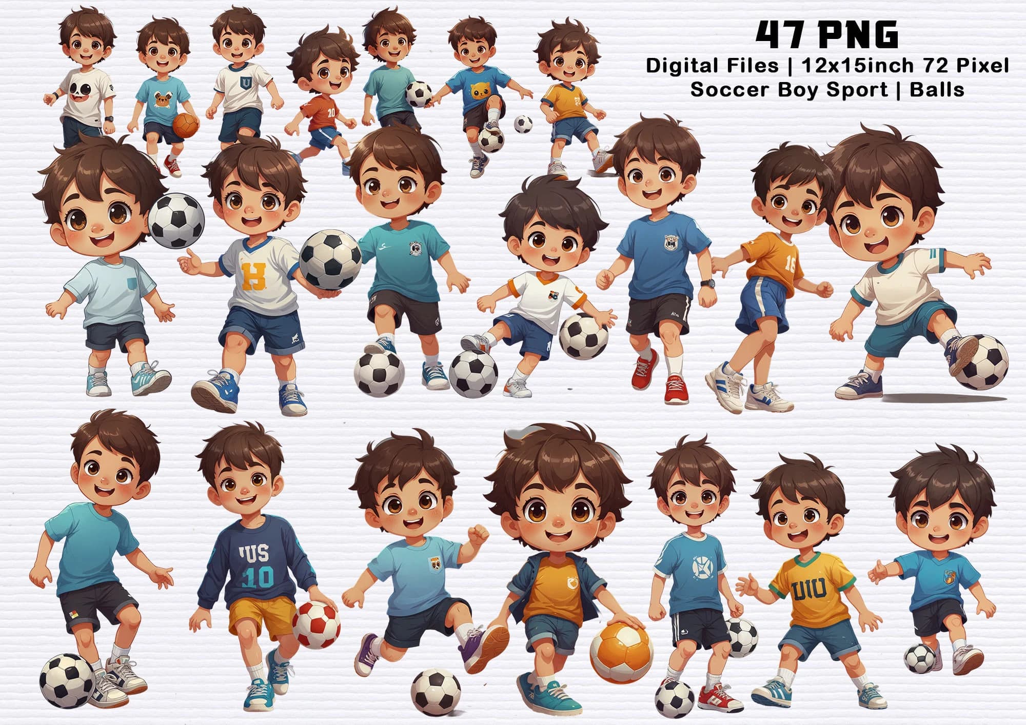 Soccer Boy PNG | Digital Files | Football | Soccer Player | Sports | Boy Playing Soccer | Happy Kids | Soccer Boy | Sport Birthday Theme Art - image 3