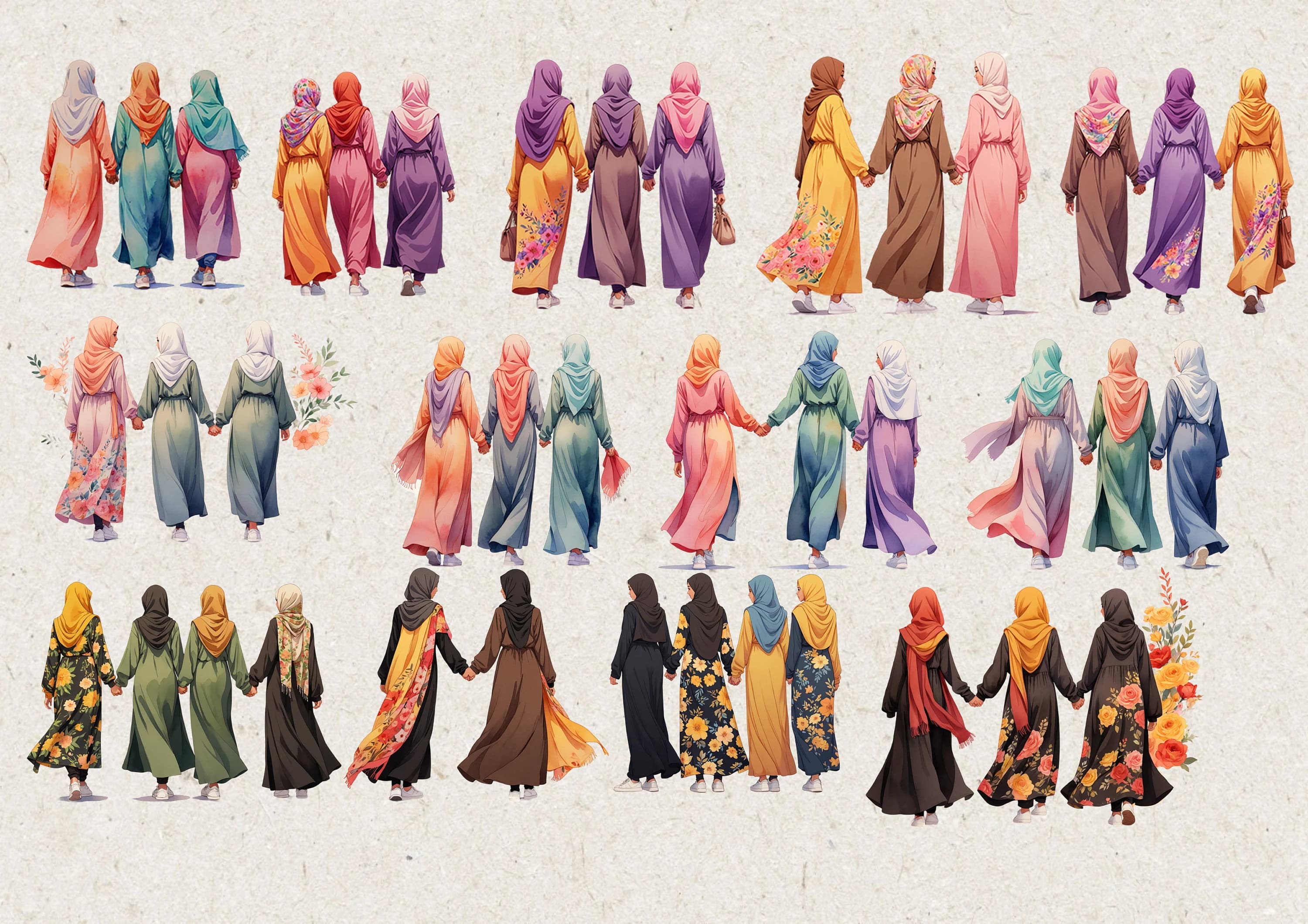 Best Friends Forever Hijab | Muslim Back View PNG | Bestfriend hijab girl | Muslim girl BFF | Islamic | Friendship Digital Stickers PNG - image 5