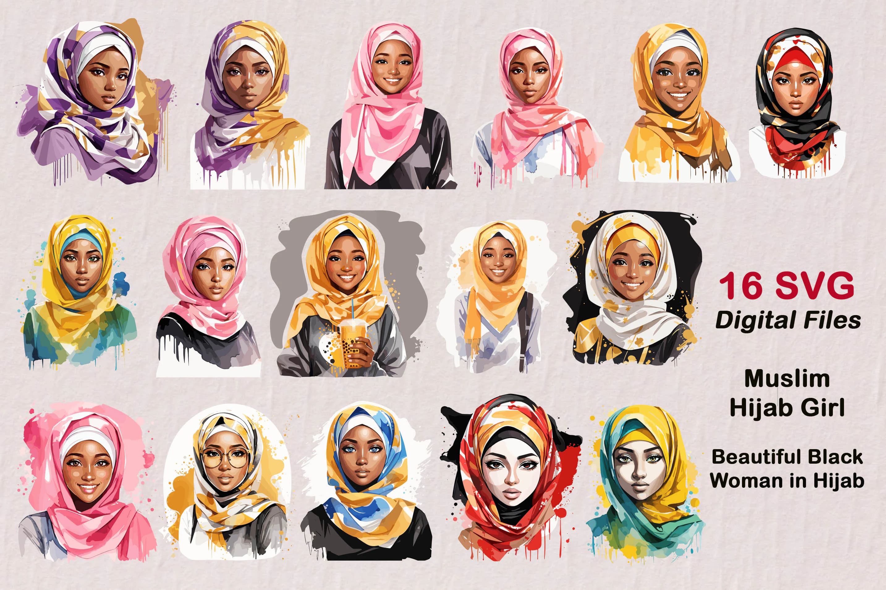Muslim Hijabi Girl | Muslim Hijab | SVG Digital FILE | Muslim Gift Present | Muslim Shirt Woman | Hijabi Girl | Black American Girl  Islamic