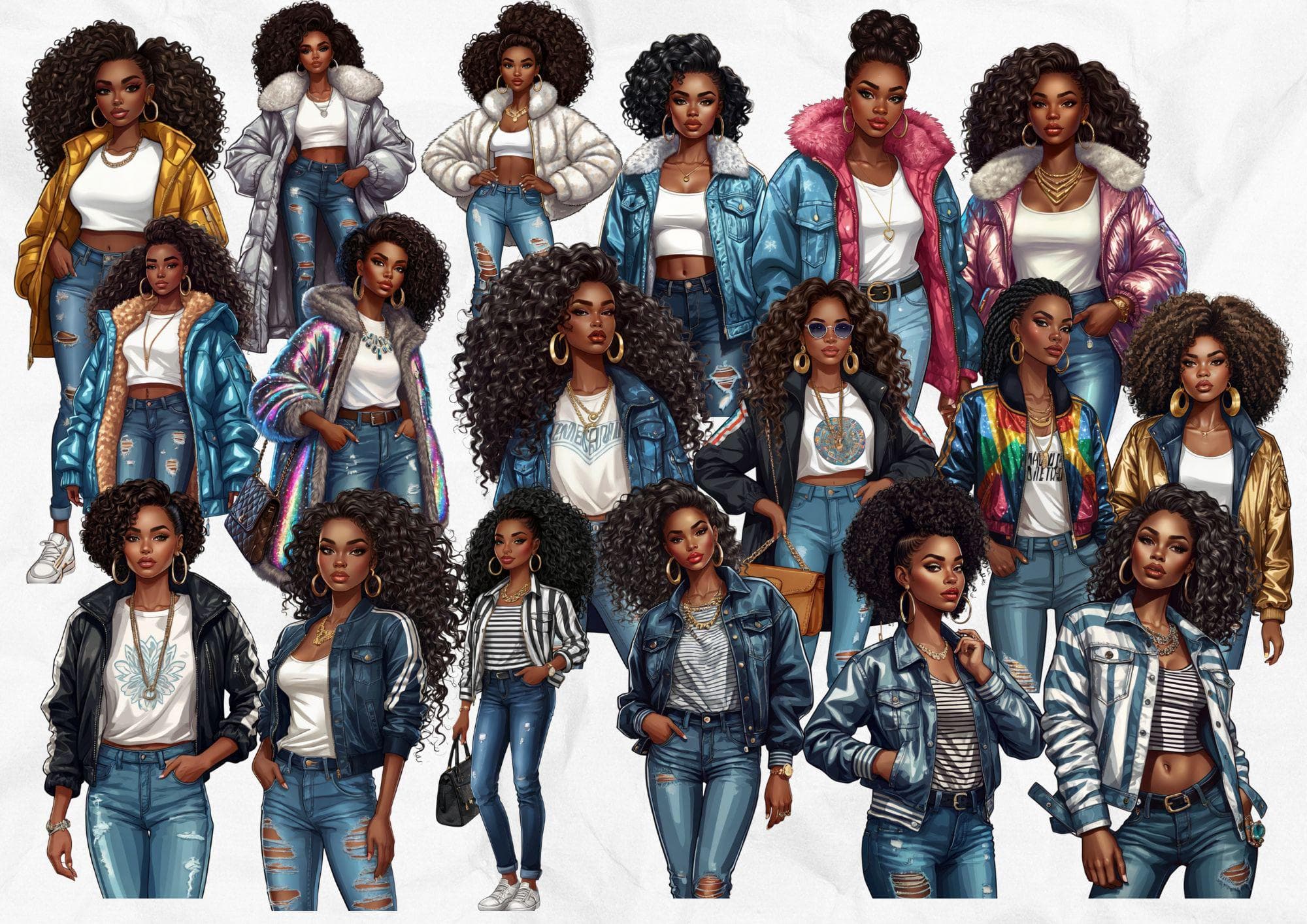 Black Girl African American Girl  Digital Files Afro Women Girls Black Afrocentric Black Girl Boss Jeans Hipster Fashion - image 4