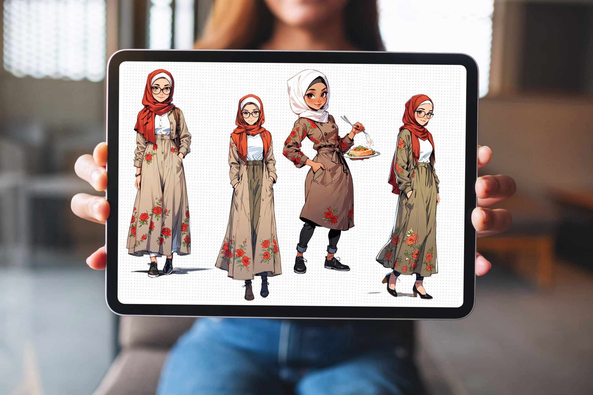 Muslim Hijab Girl | Islamic Digital Planner Sticker | Anime Hijab Muslim | Muslim Woman Brown | Beautiful Girl With Hijab | Digital File PNG - image 4