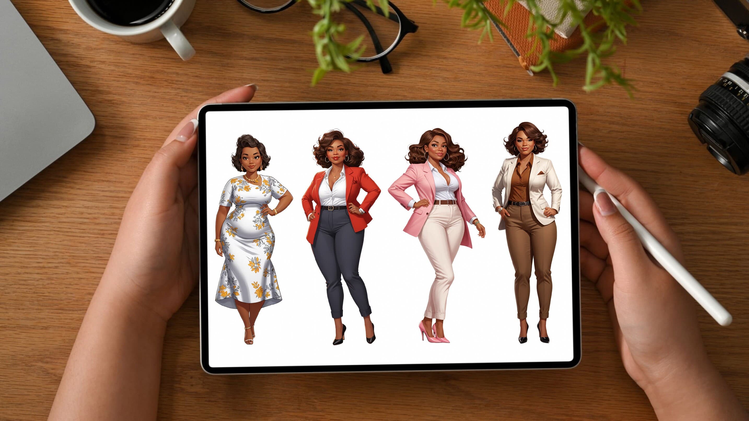 Black Woman | Beautiful African American Lady | Chubby Boss | Pretty Lady | Businesswoman | Fashion Girl | Black Girl | Digital Stickers PNG - image 4