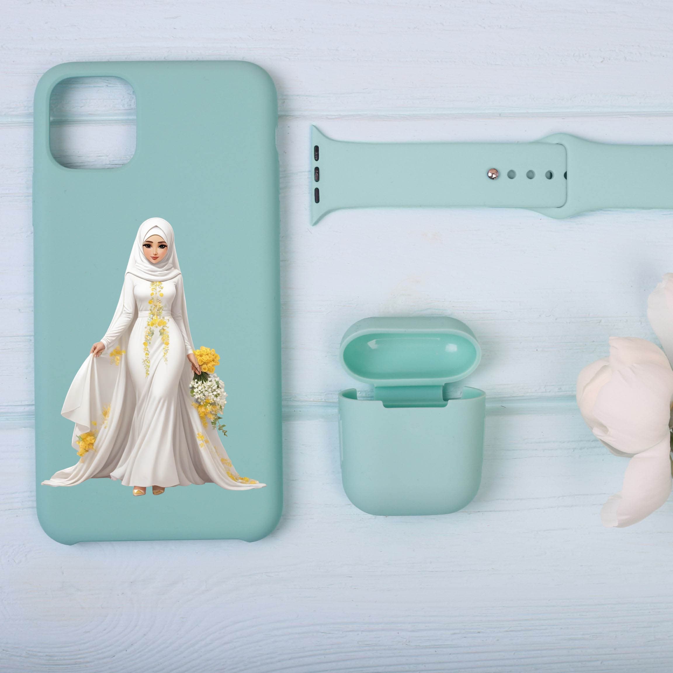 Muslim Hijab Wedding | Islamic Digital Planner Sticker | Muslim Bridal | Muslim Wedding | Beautiful Hijab Woman | PNG Digital File | Bride - image 2