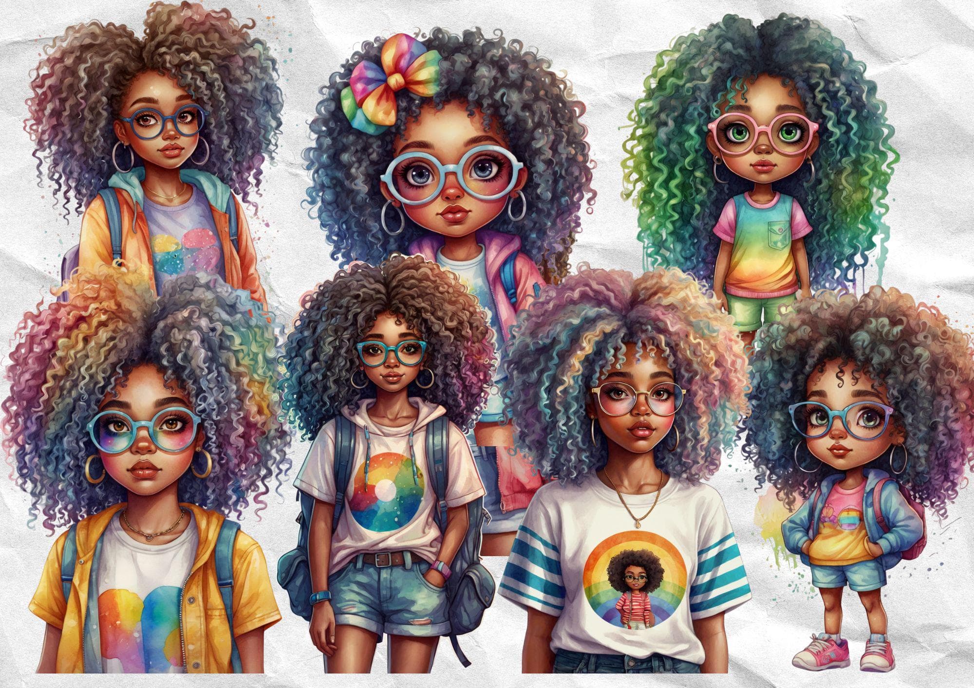 29 PNG Quirky Black Girl Whimsical | Digital PNG Cute African Teen Girls | Digital Junk Journal Black American African Teenage - image 5