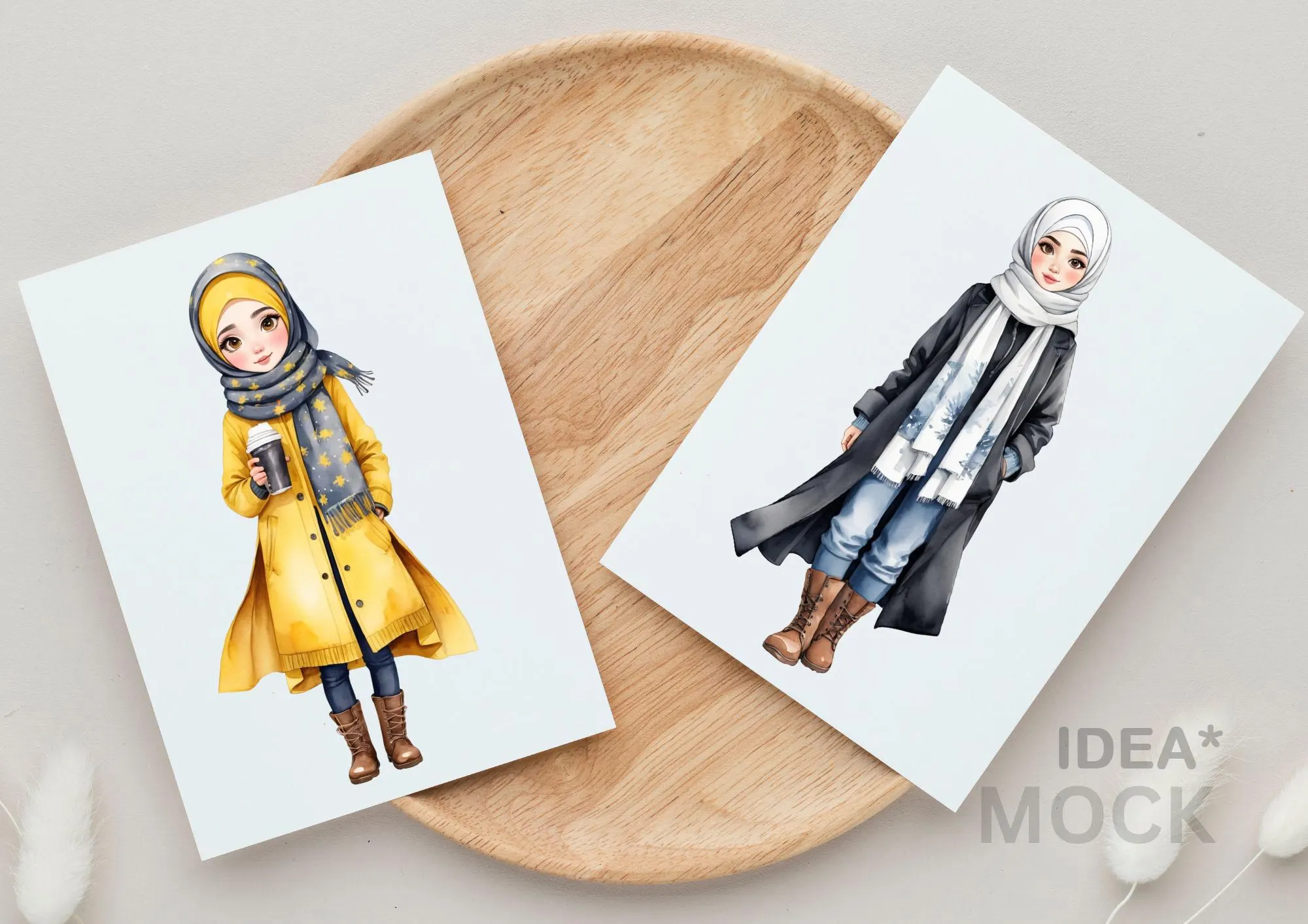 Muslim Hijab Girl Stickers: Cozy Winter PNG (Digital Download) - image 4