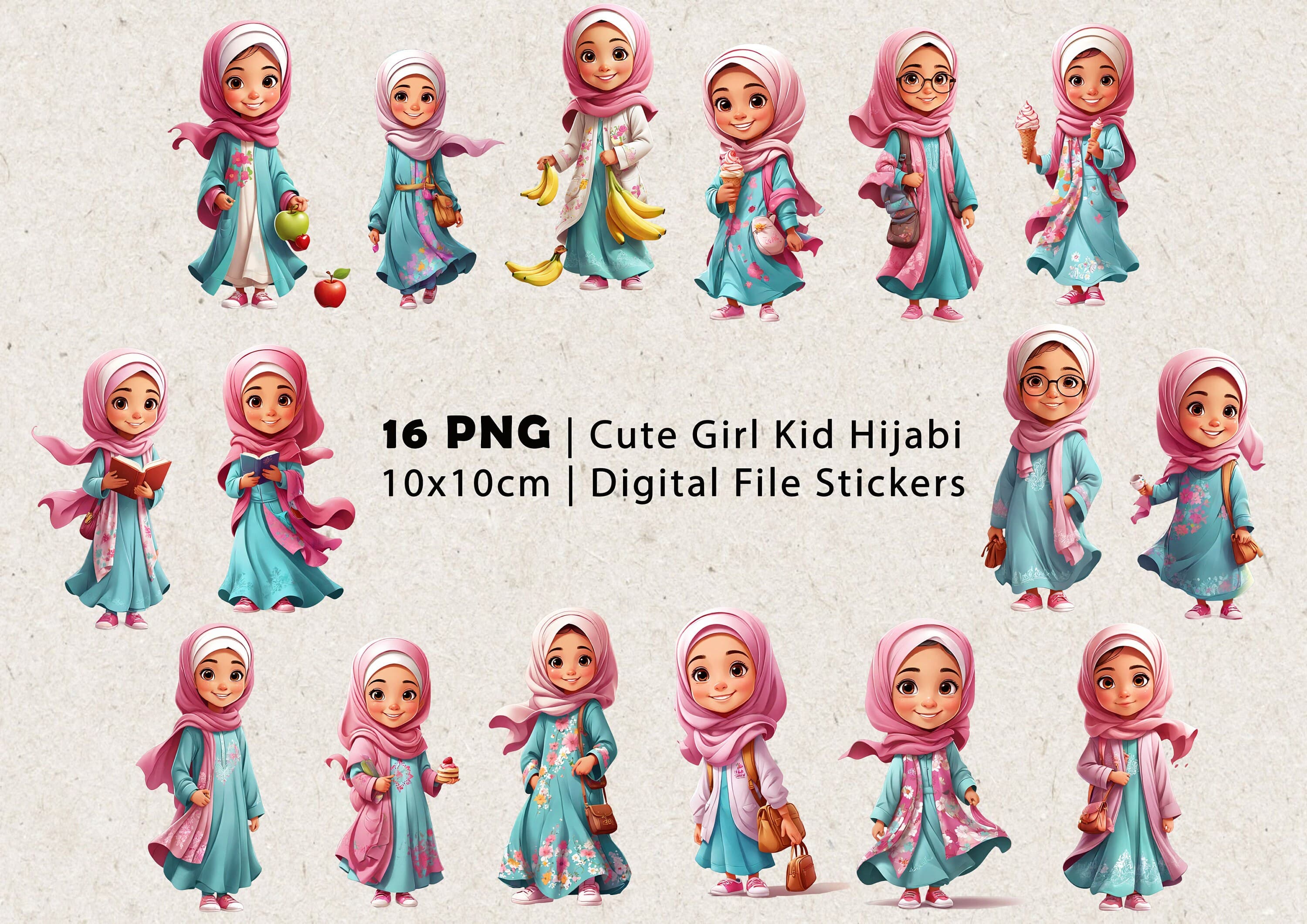 20 Cute Hijab Fitness Stickers PNG | Muslimah Workout Digital Stickers for iPad, GoodNotes, Planner & Journal | Pilates Wellness Bundle - image 4