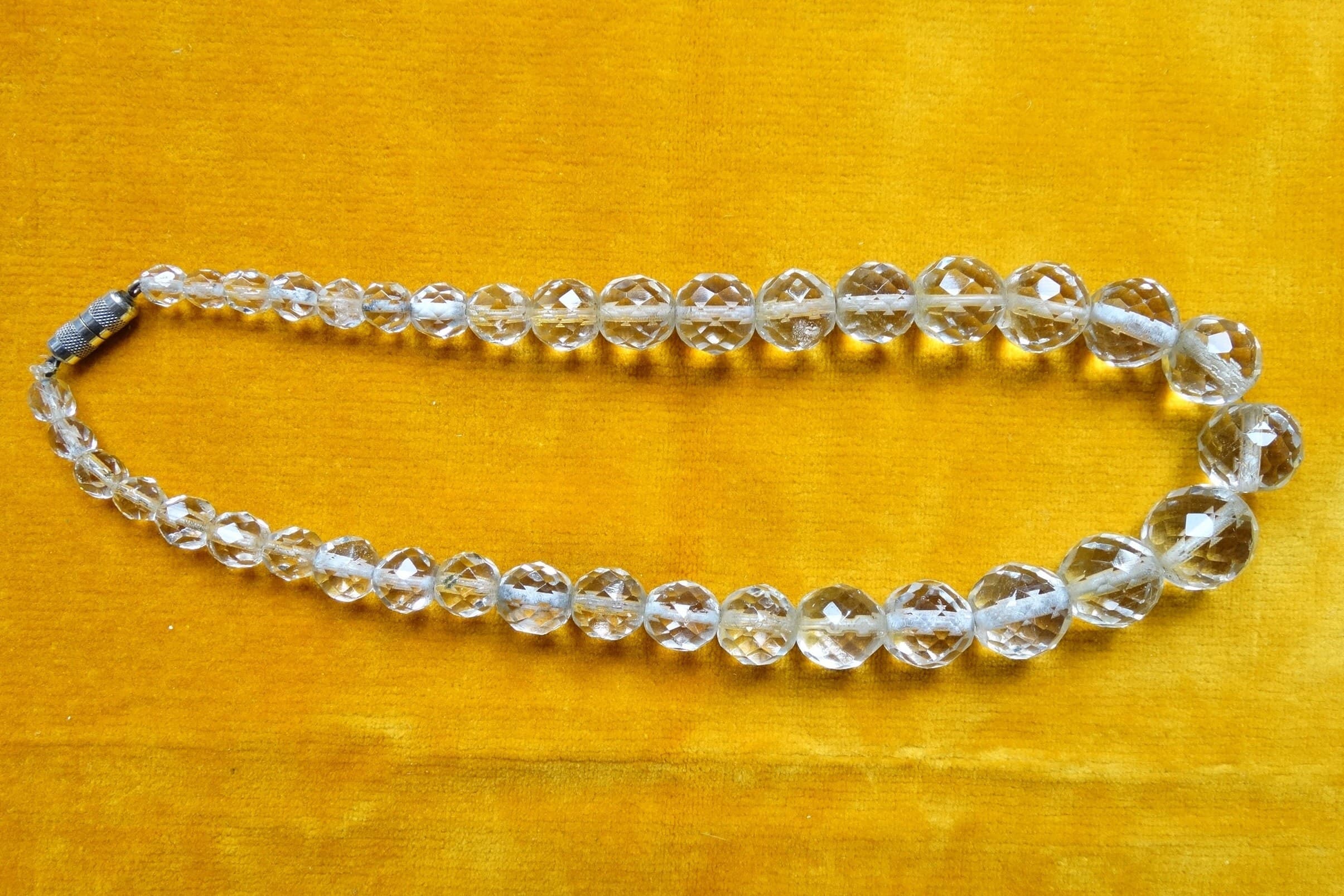 Necklace with clear glass beads, 1950s short beaded choker, Vintage costume jewellery - image 4