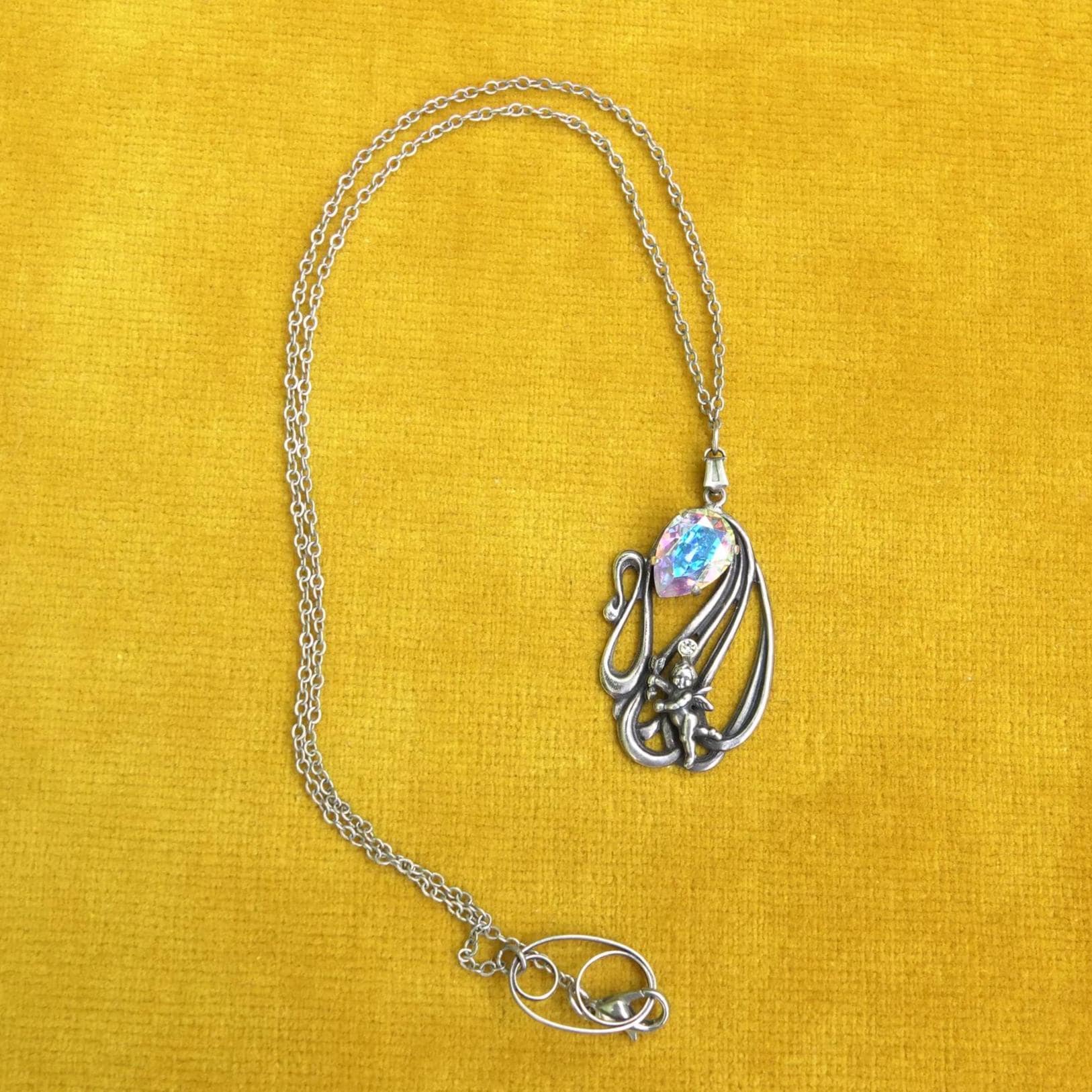 Vintage cherub pendant necklace