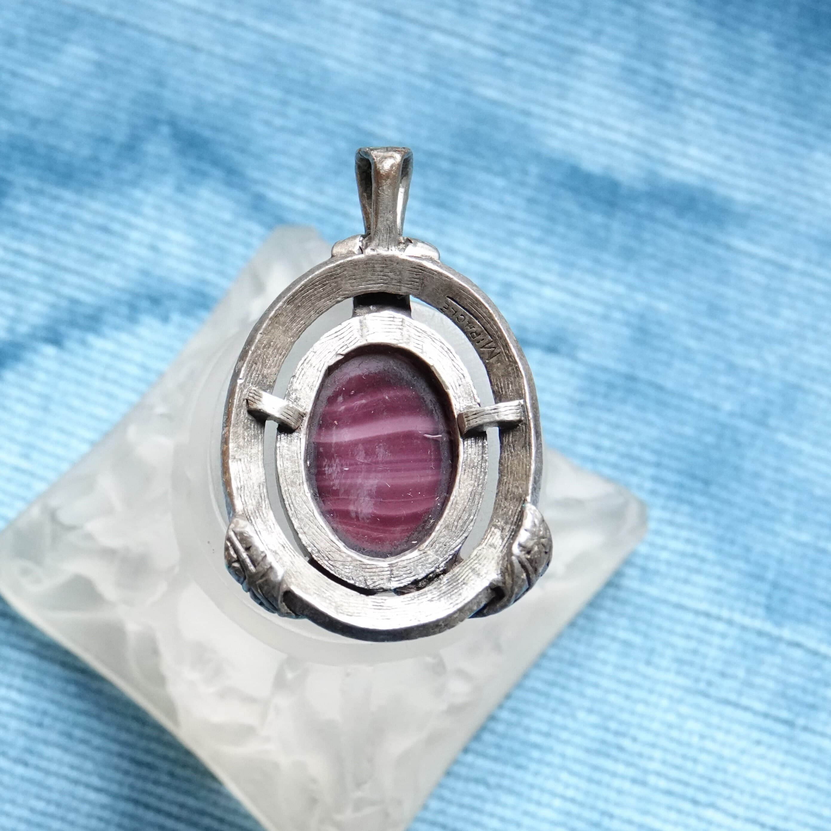 Miracle Pewter Faux Agate Pendant, Celtic Style Necklace - image 5