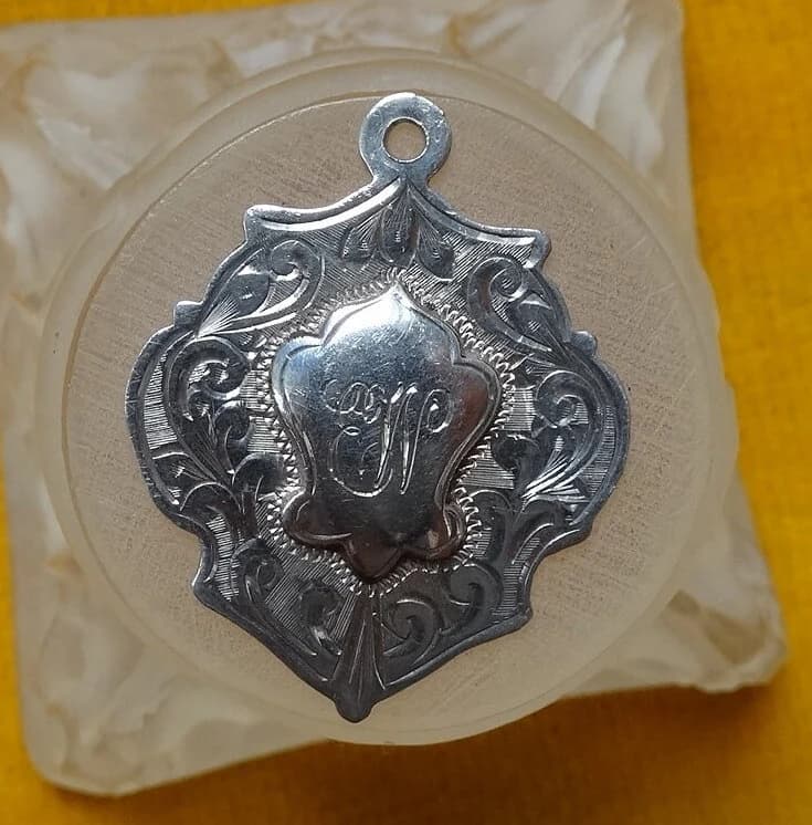 Vintage Birmingham Sterling Silver Fob Medal, Engraved Initials EW, Dance Award - image 4