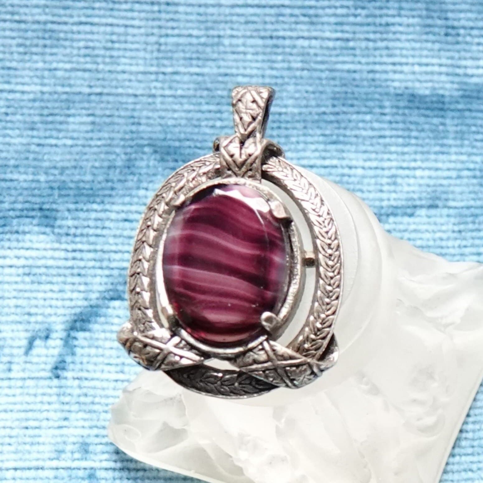 Miracle Pewter Faux Agate Pendant, Celtic Style Necklace