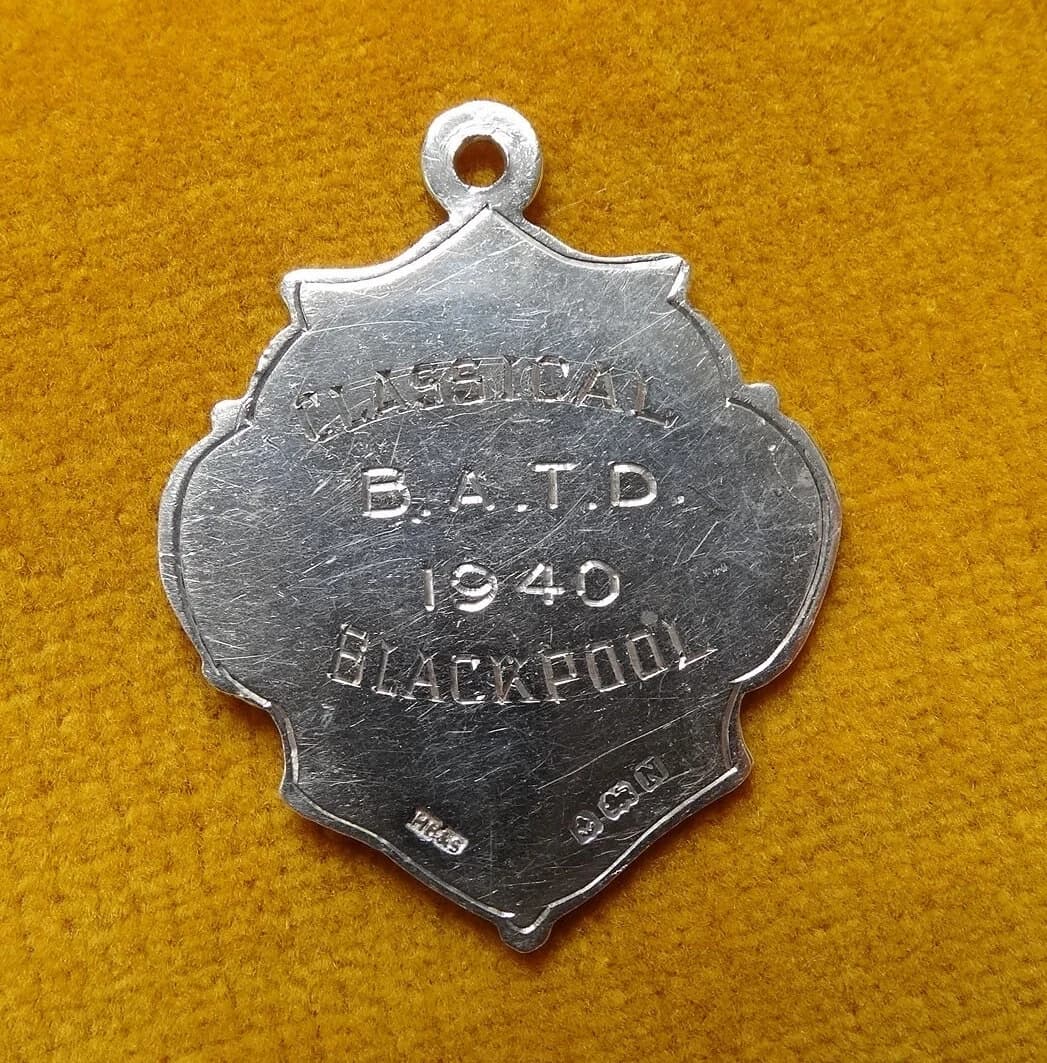 Vintage Birmingham Sterling Silver Fob Medal, Engraved Initials EW, Dance Award - image 5