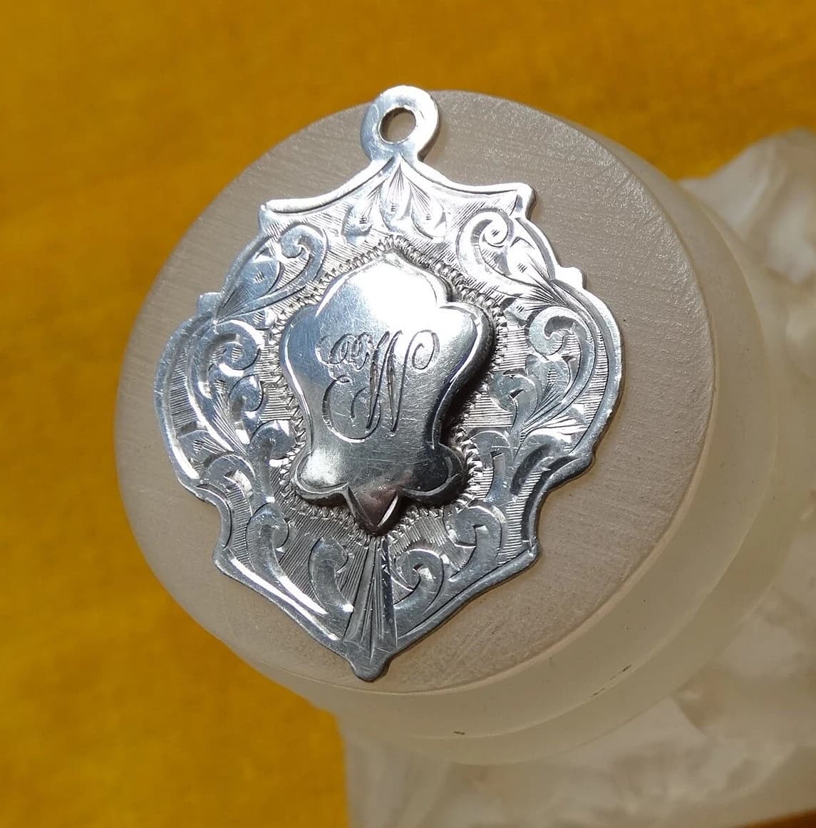 Vintage Birmingham Sterling Silver Fob Medal, Engraved Initials EW, Dance Award