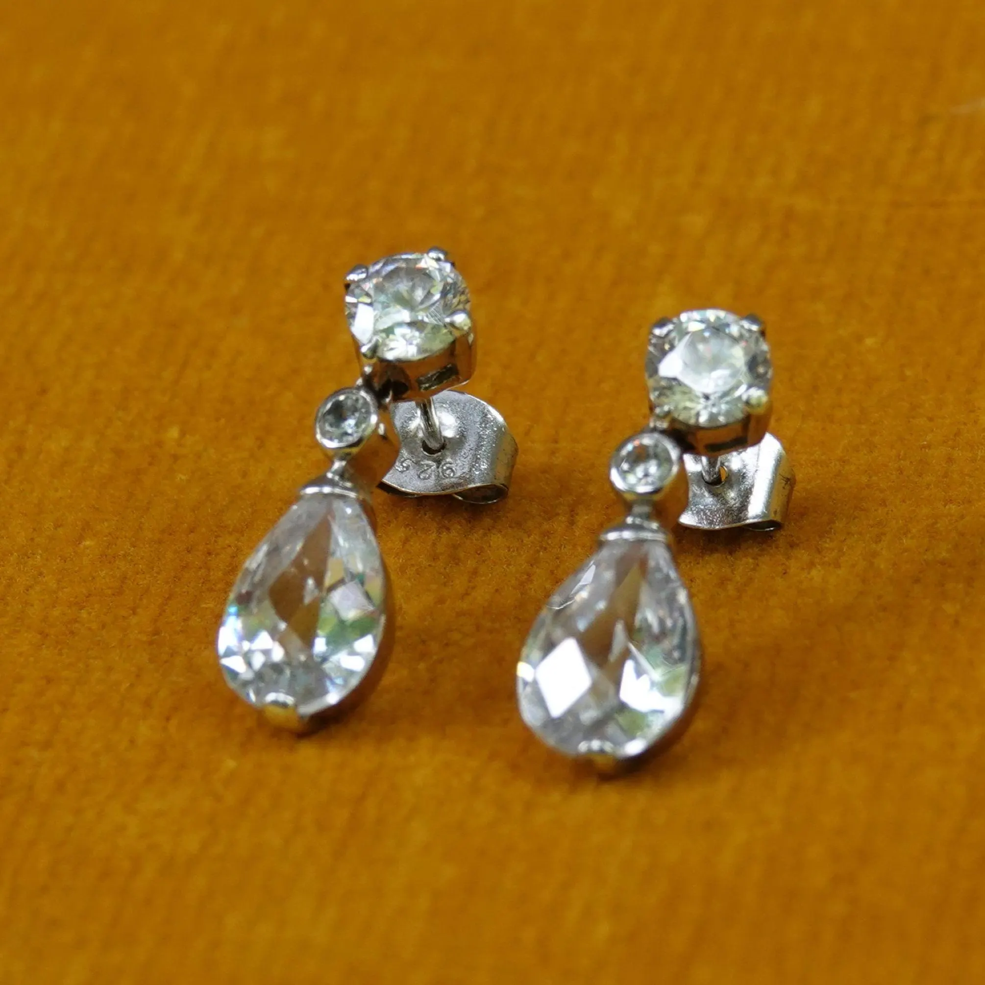Silver & crystal earrings for pierced ears